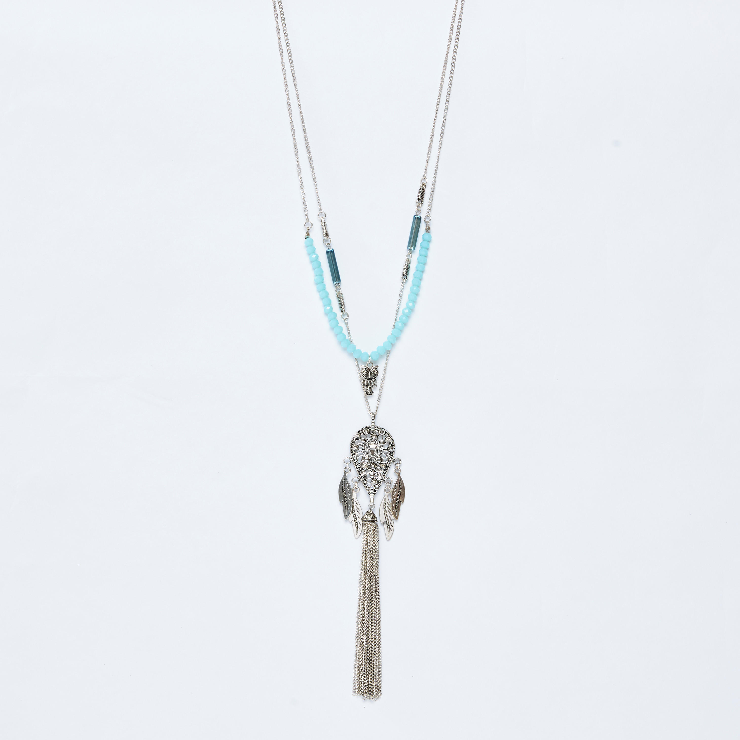قلادة مزيّنة بالأحجار وشراشيب مع مشبك للإغلاق-women-watchesandjewellery-jewellery-necklacesandpendants-image-1