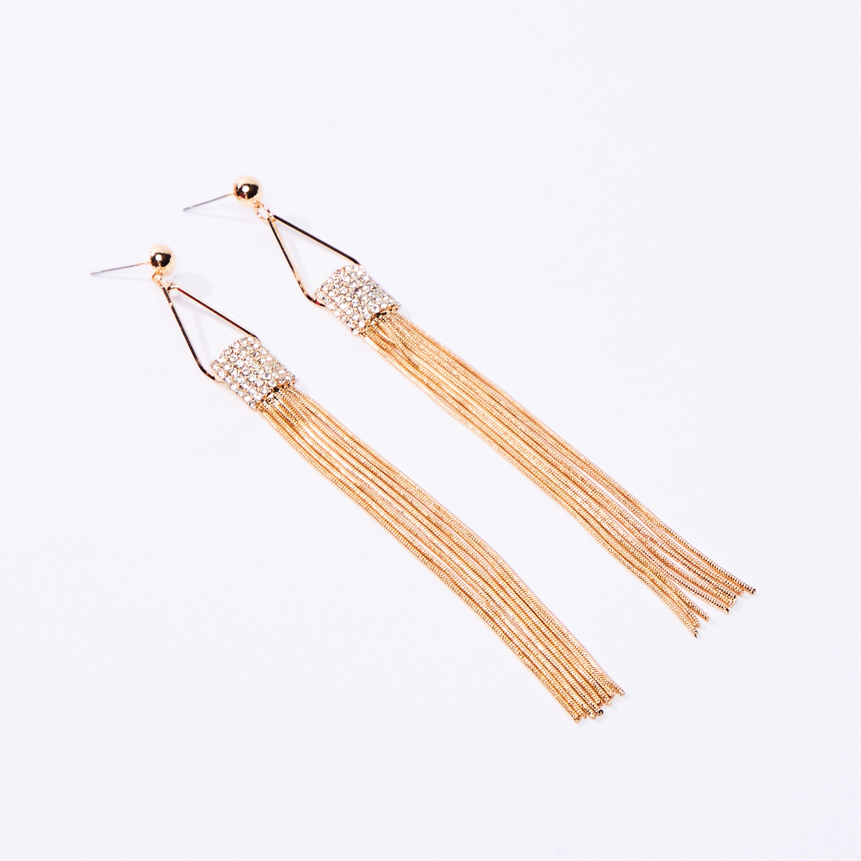 Studded Dangling Earrings with Pushback Closure-women-watchesandjewellery-jewellery-earrings-image-1