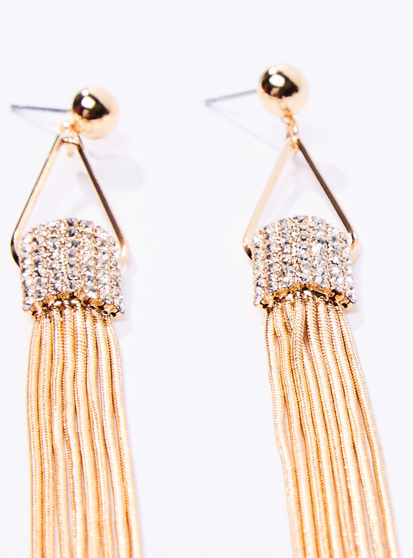 Studded Dangling Earrings with Pushback Closure-women-watchesandjewellery-jewellery-earrings-image-3