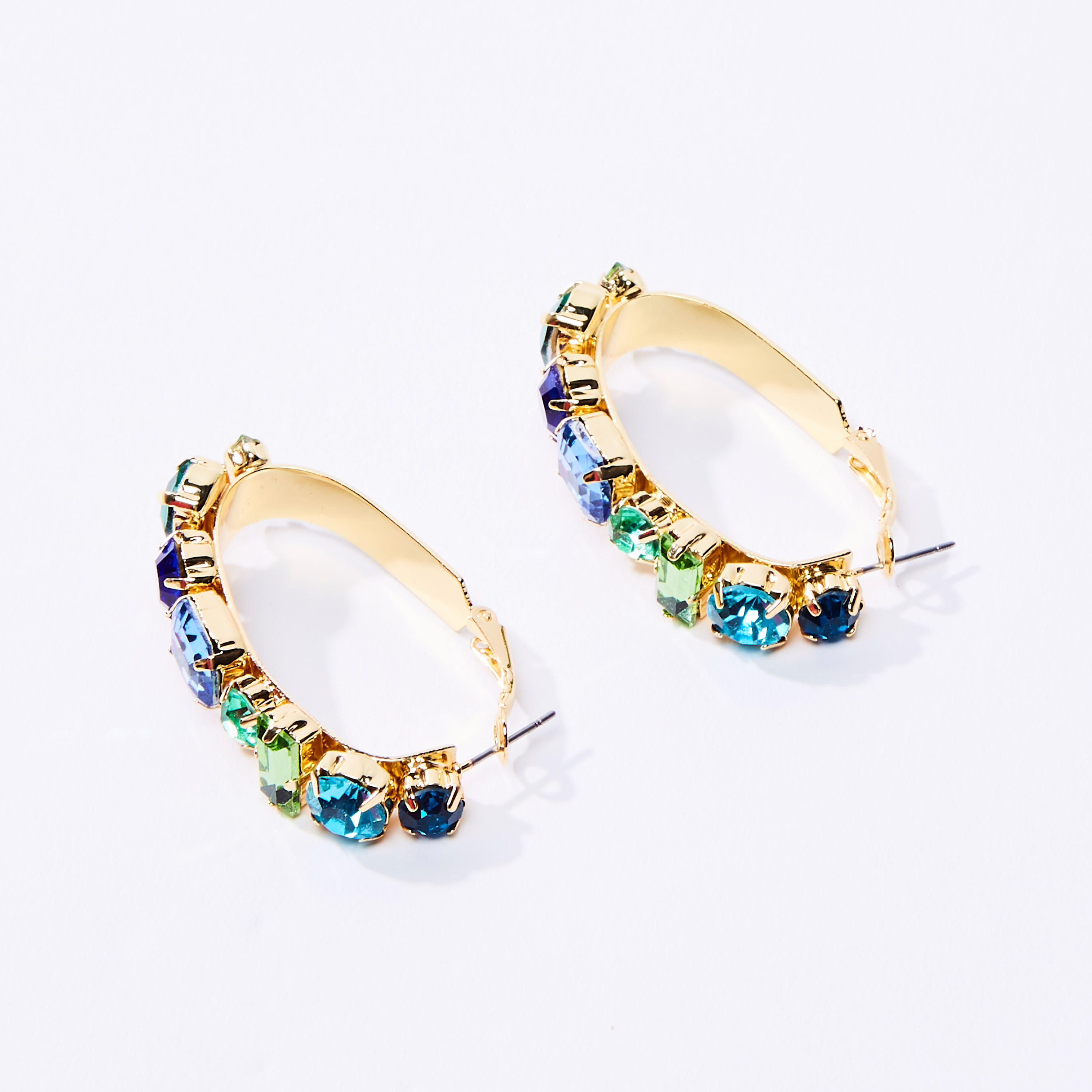 Stone Studded Hoop Earrings-women-watchesandjewellery-jewellery-earrings-image-4