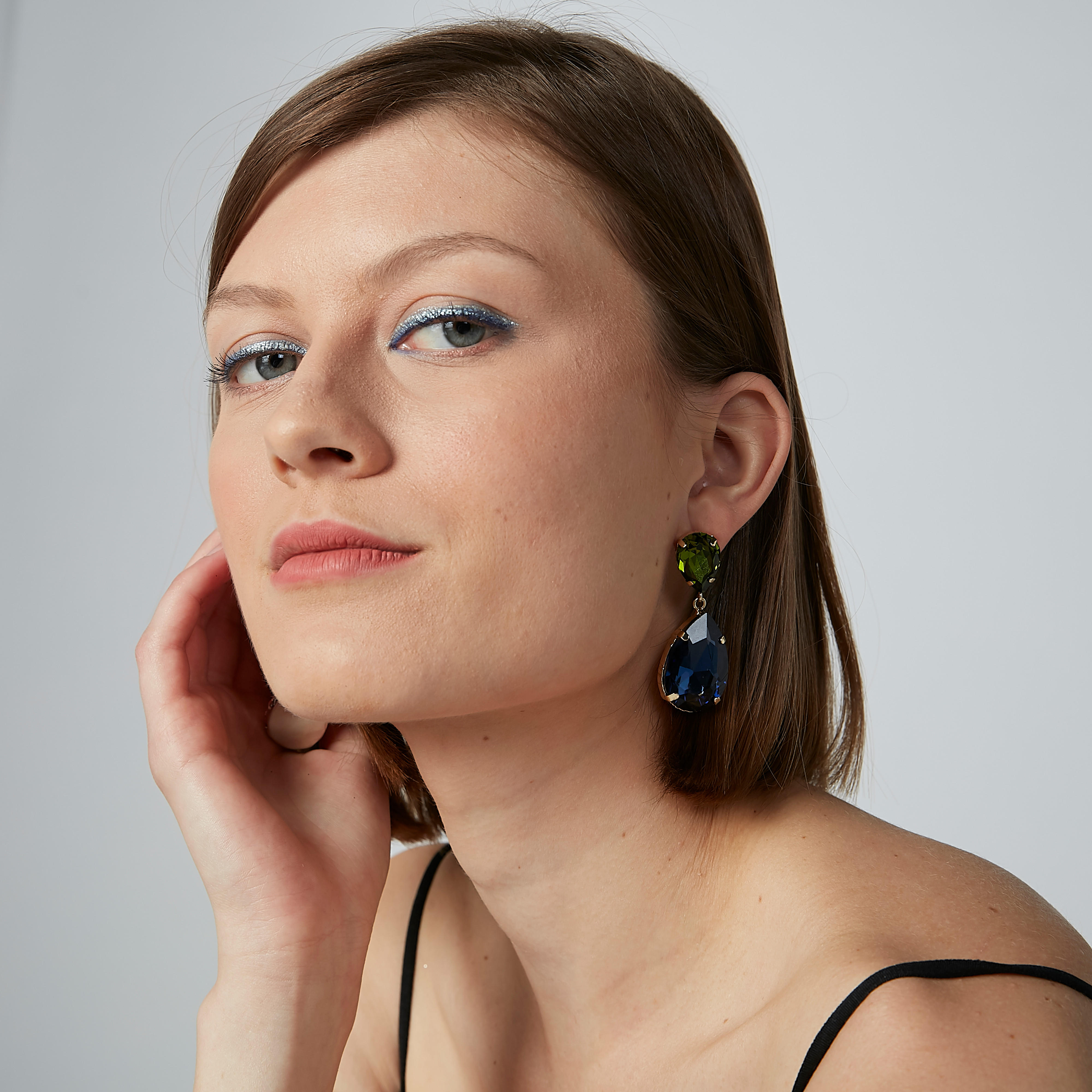 Studded Dangling Earrings with Pushback Closure-women-watchesandjewellery-jewellery-earrings-image-2