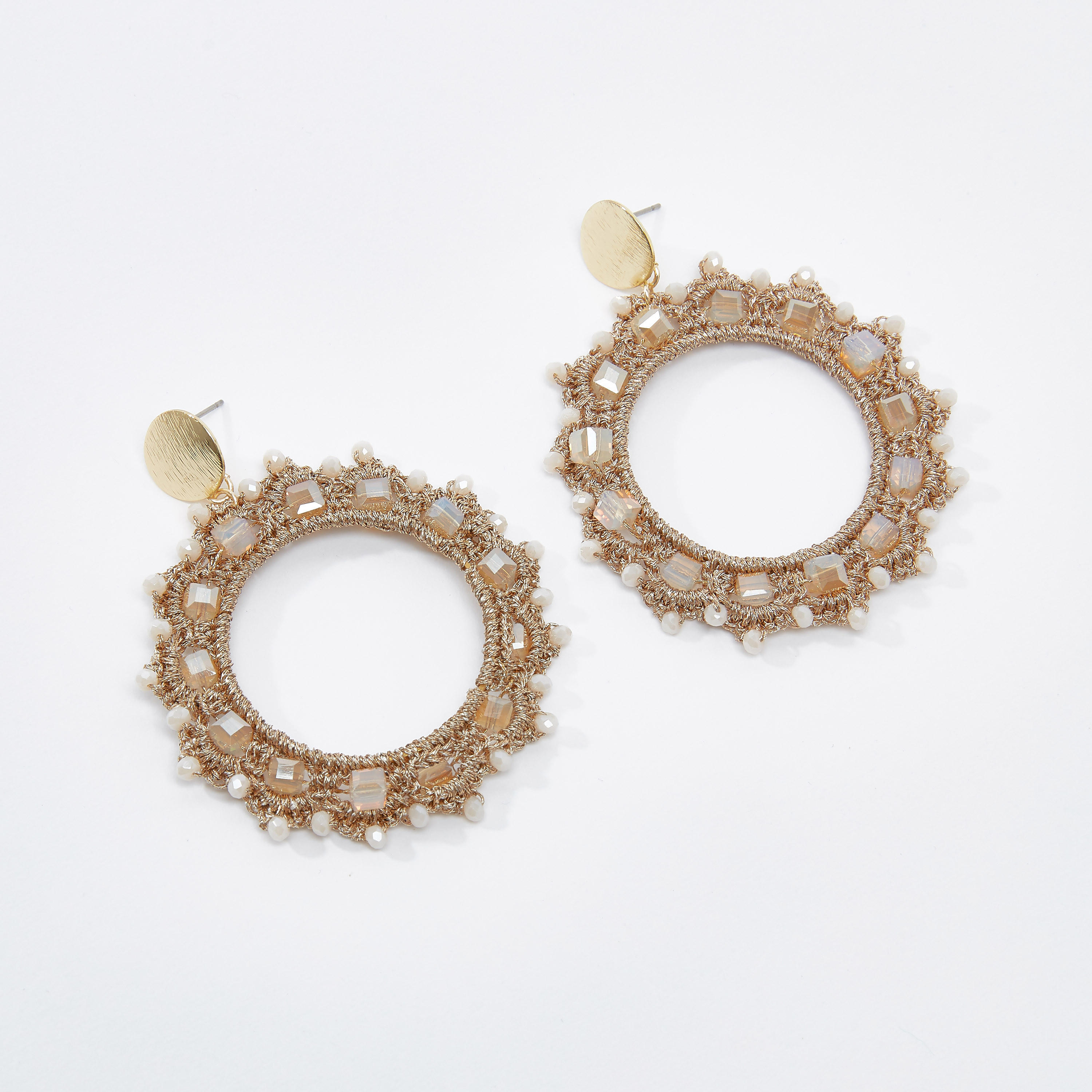 أقراط بدلّاية خرز مستديرة ومكبس إغلاق-women-watchesandjewellery-jewellery-earrings-image-4