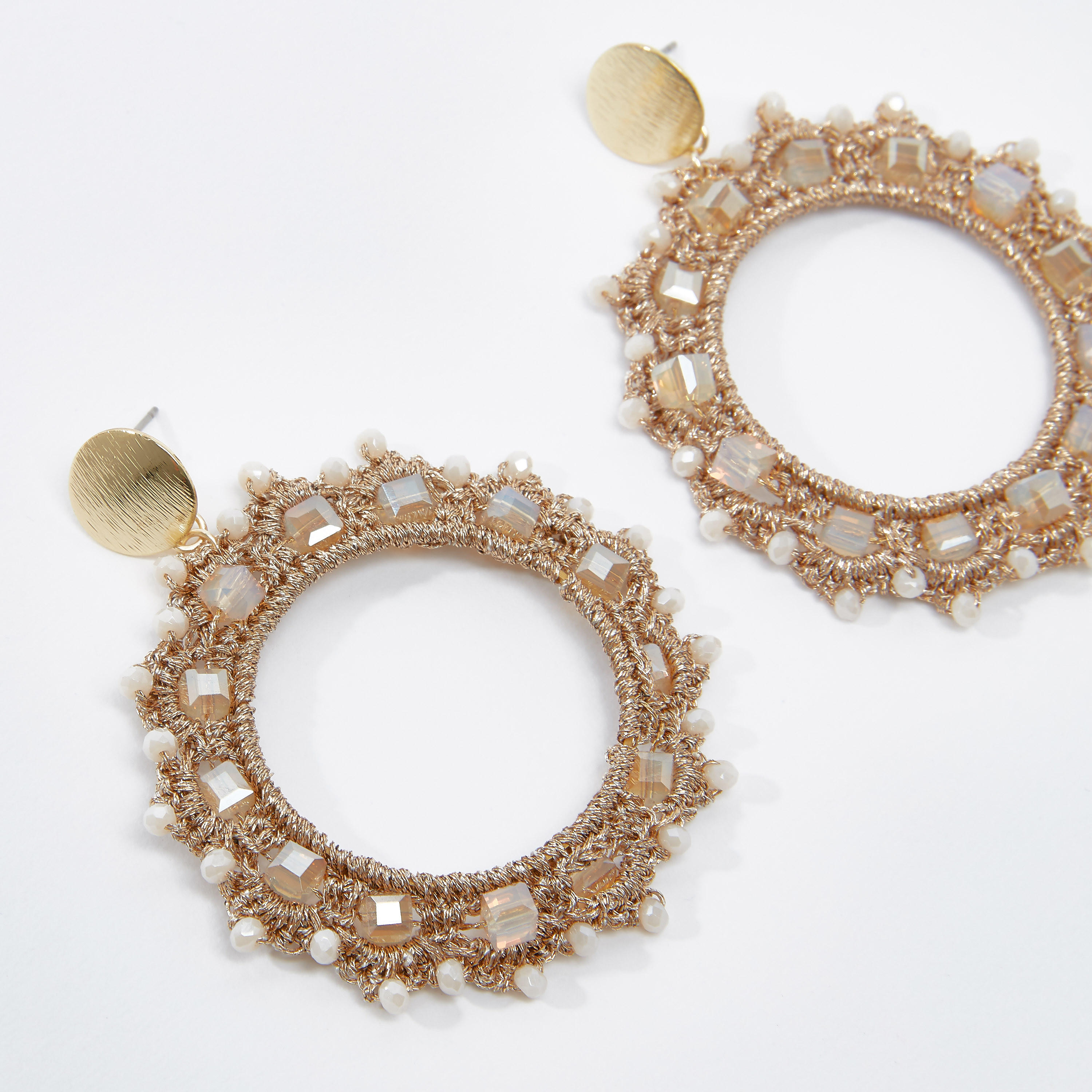 أقراط بدلّاية خرز مستديرة ومكبس إغلاق-women-watchesandjewellery-jewellery-earrings-image-2