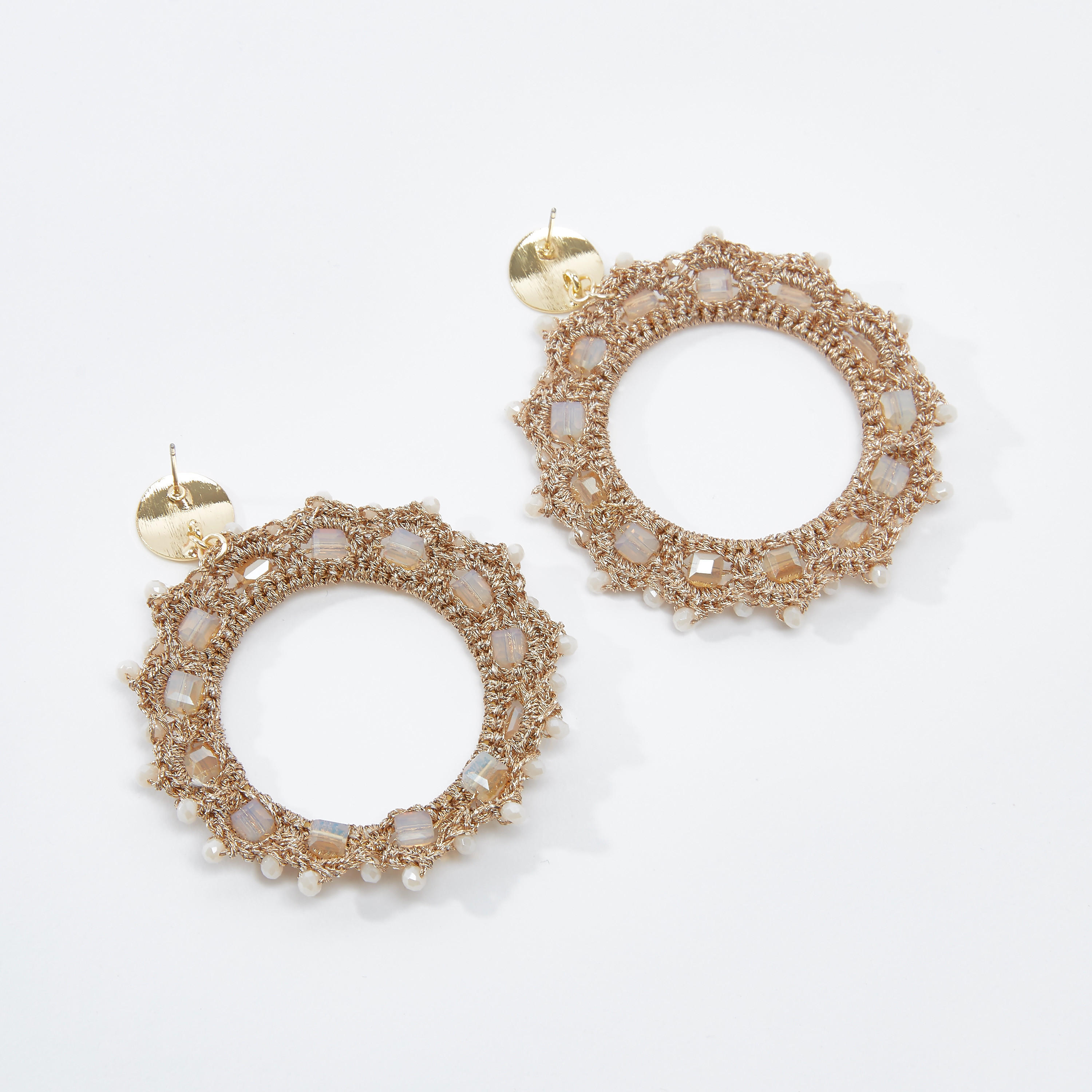 أقراط بدلّاية خرز مستديرة ومكبس إغلاق-women-watchesandjewellery-jewellery-earrings-image-1