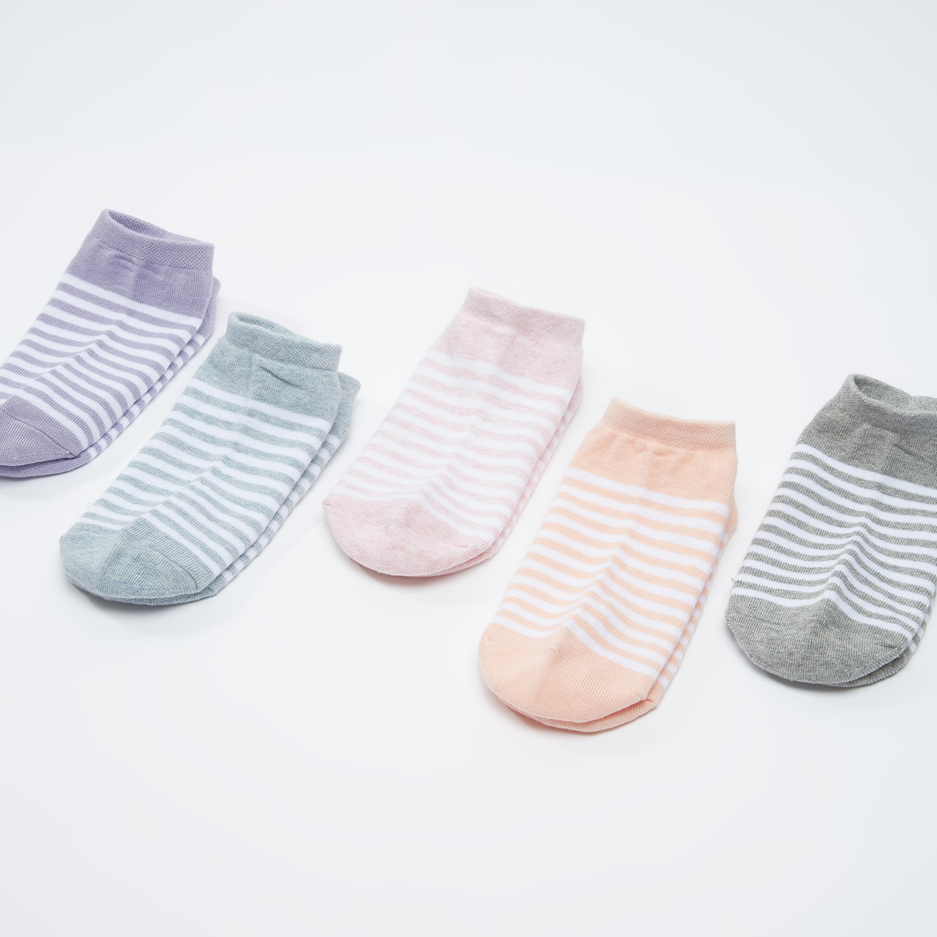 جوارب مقلّمة بطول الكاحل - طقم من 5 أزواج-women-socksandstockings-image-1
