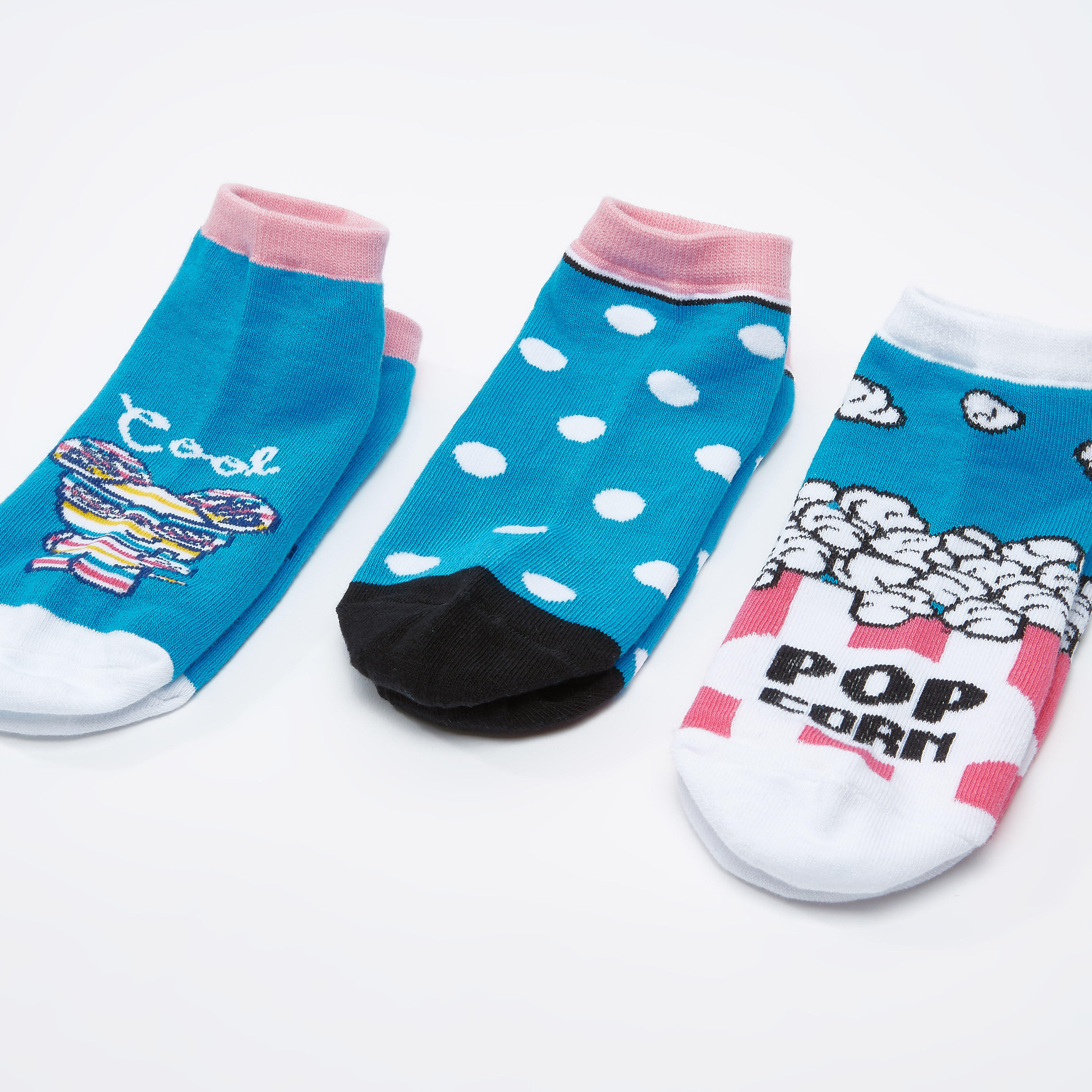 جوارب بطول الكاحل بطبعات - طقم من 3 أزواج-women-socksandstockings-image-1