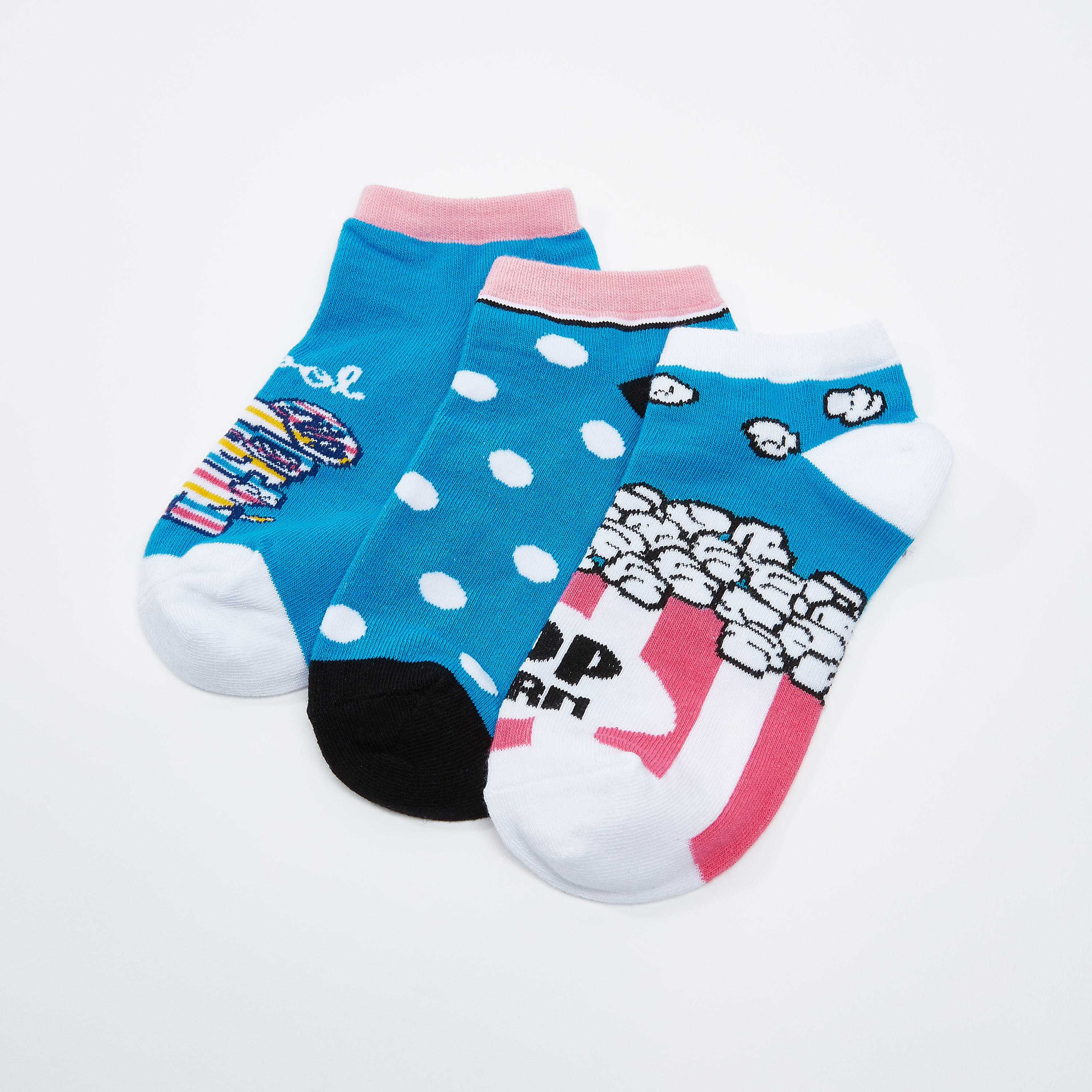 جوارب بطول الكاحل بطبعات - طقم من 3 أزواج-women-socksandstockings-image-2