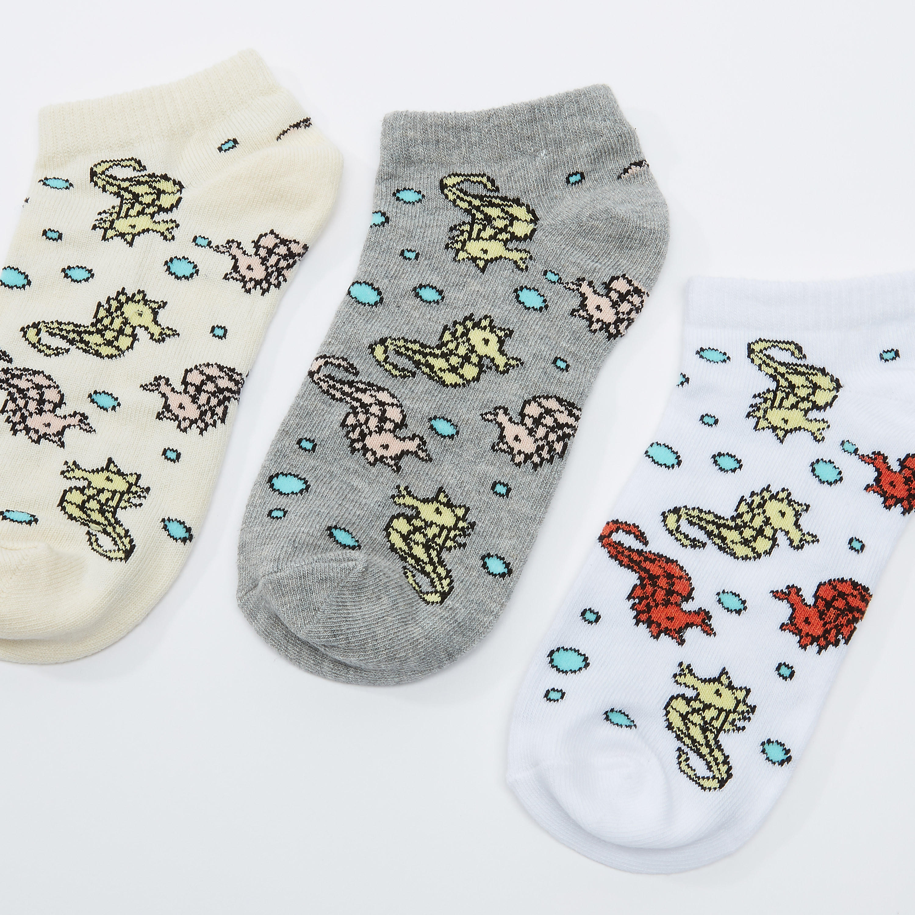 جوارب بطول الكاحل بطبعات - طقم من 3 أزواج-women-socksandstockings-image-3