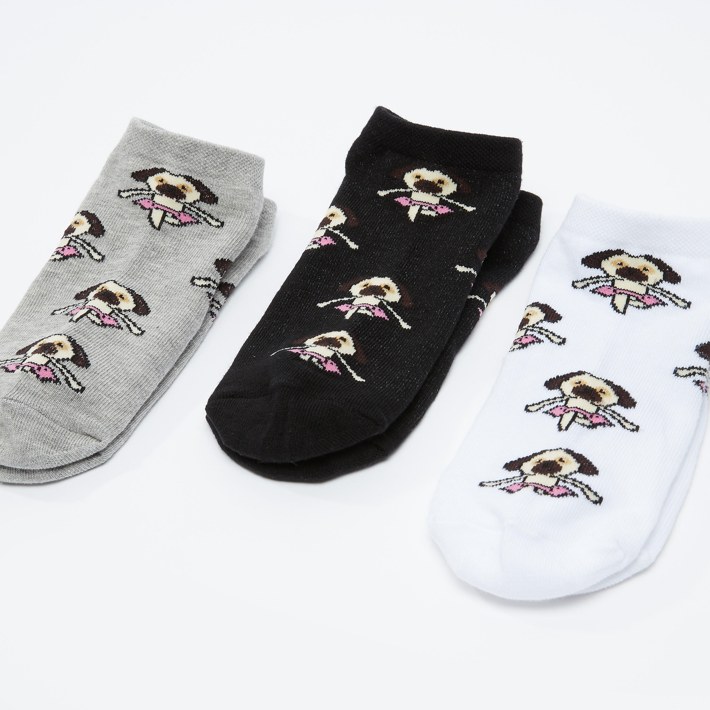 جوارب بطول الكاحل بطبعات - طقم من 3 أزواج-women-socksandstockings-image-1