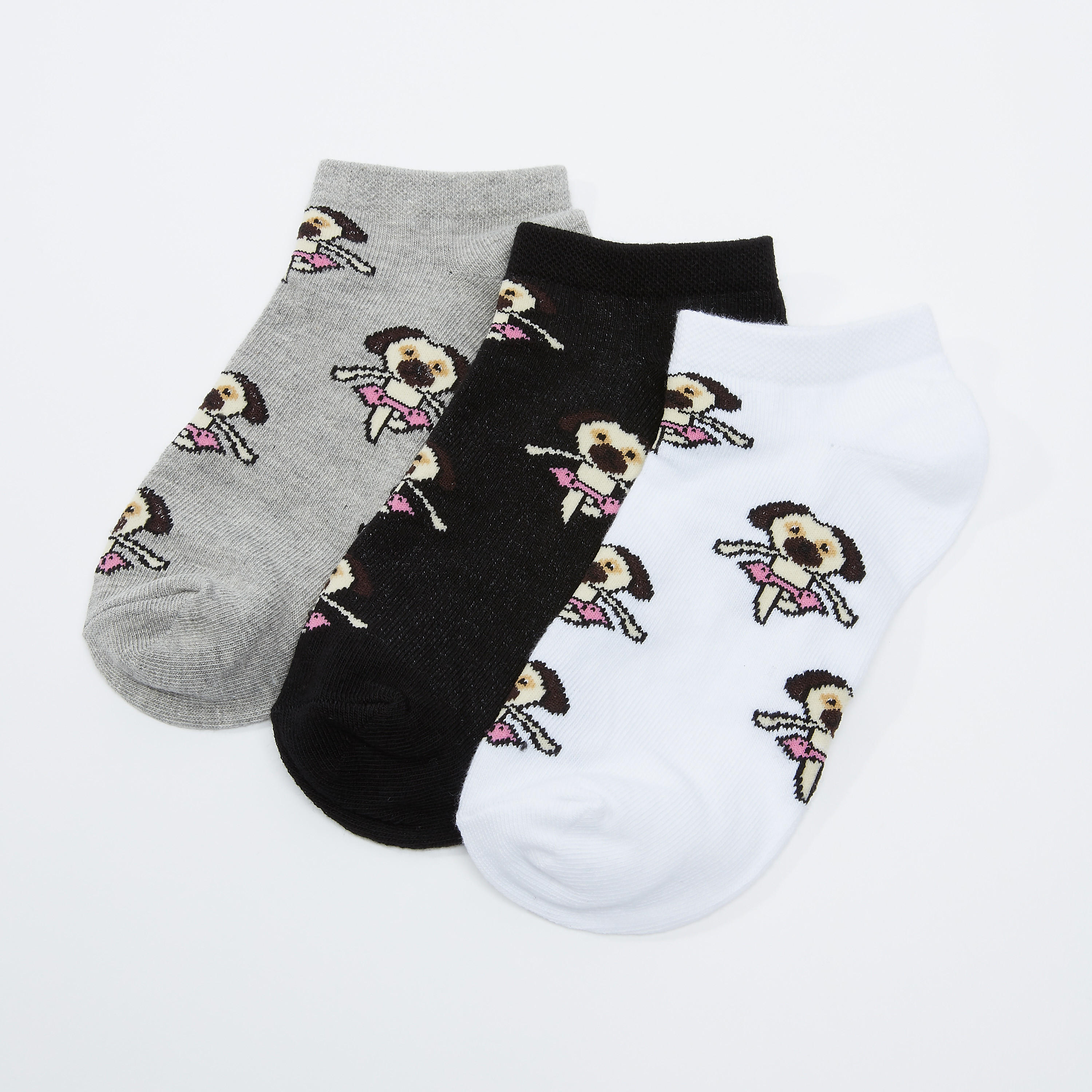 جوارب بطول الكاحل بطبعات - طقم من 3 أزواج-women-socksandstockings-image-2