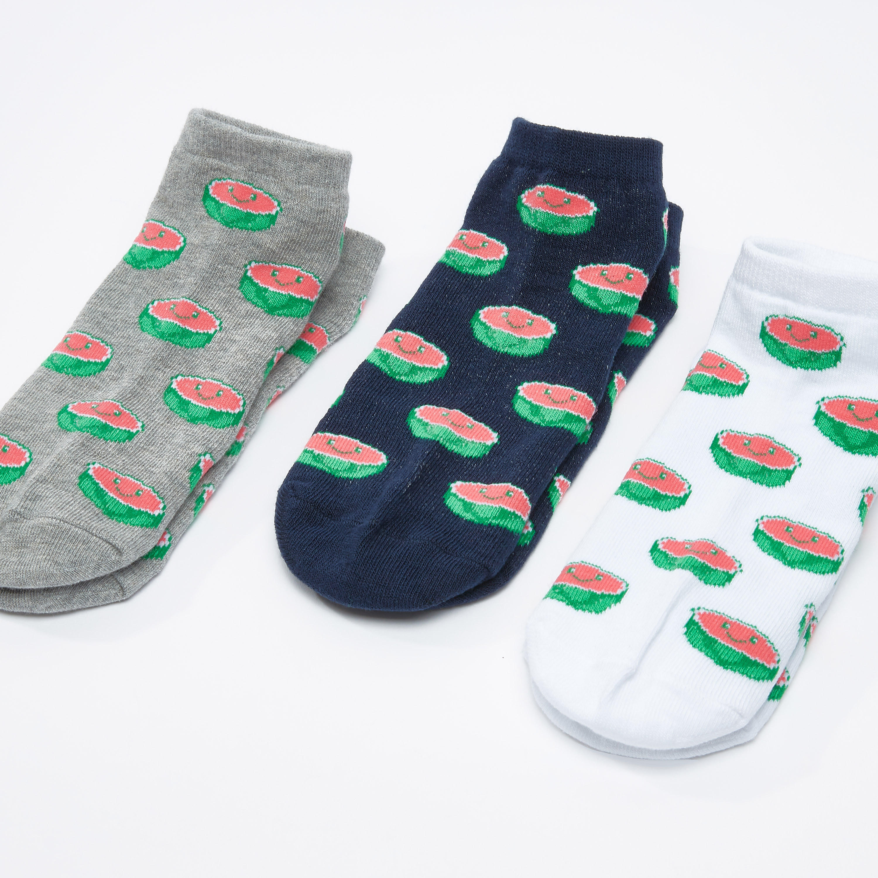 جوارب بطول الكاحل بطبعات - طقم من 3 أزواج-women-socksandstockings-image-1