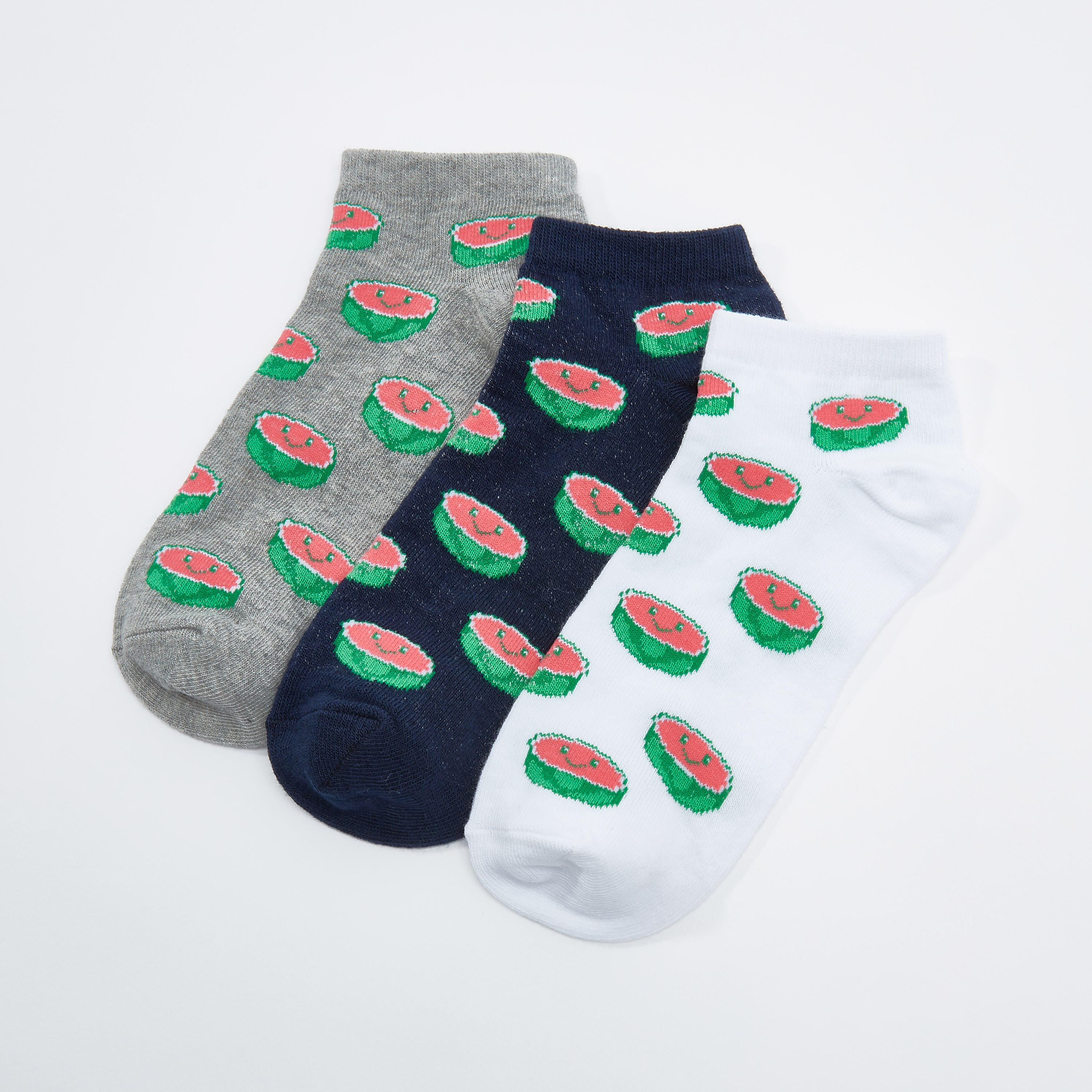 جوارب بطول الكاحل بطبعات - طقم من 3 أزواج-women-socksandstockings-image-2