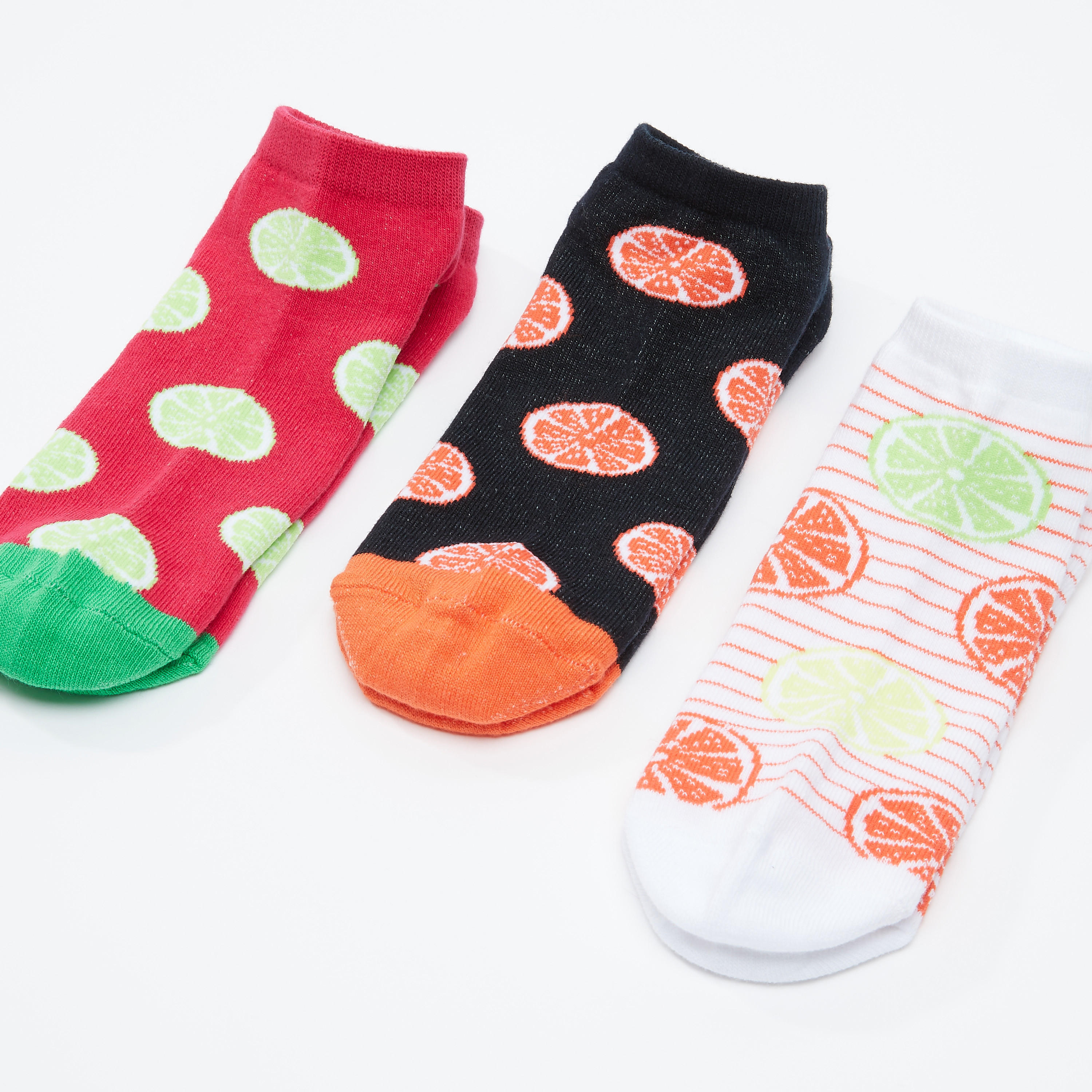 جوارب بطول الكاحل بطبعات - طقم من 3 أزواج-women-socksandstockings-image-1