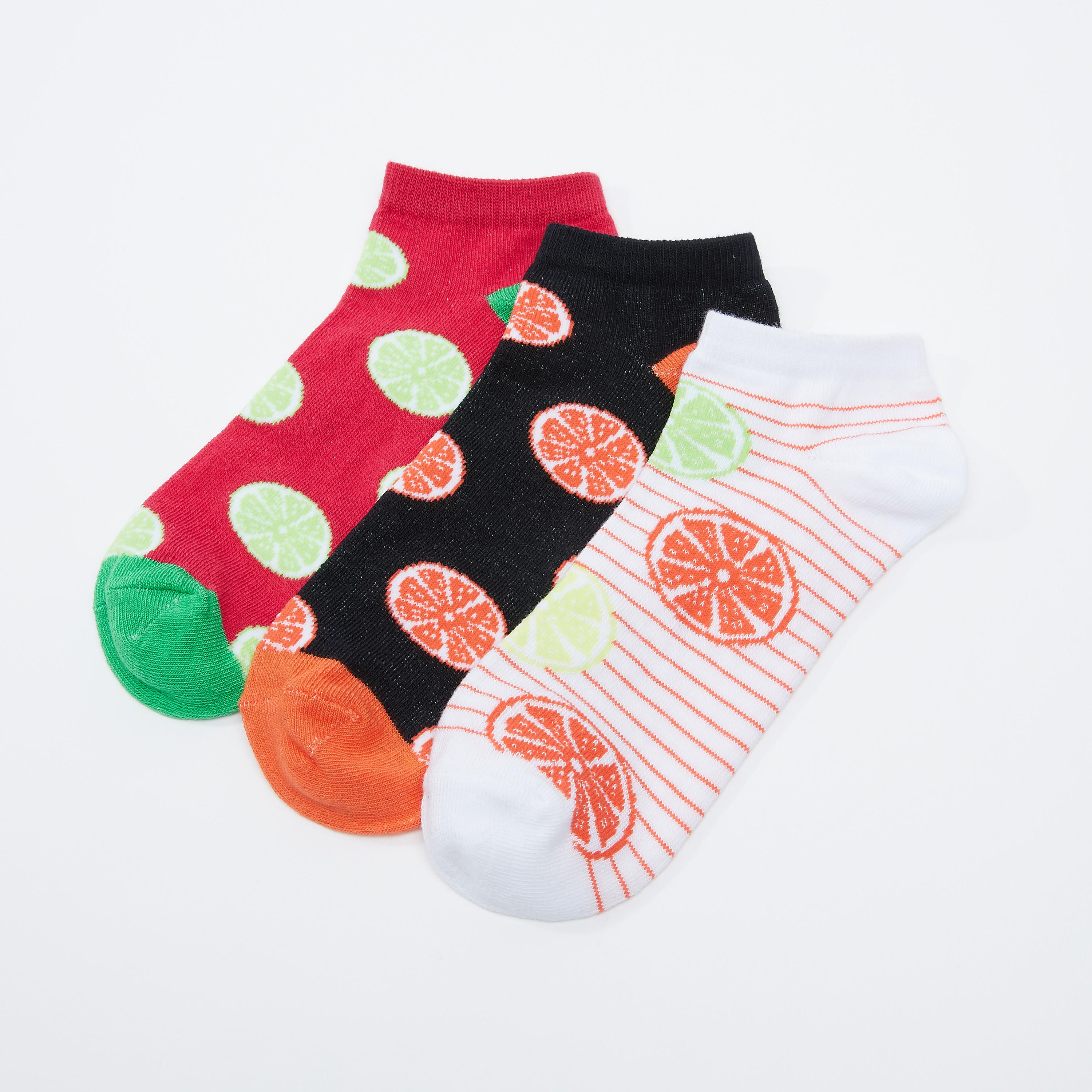 جوارب بطول الكاحل بطبعات - طقم من 3 أزواج-women-socksandstockings-image-2
