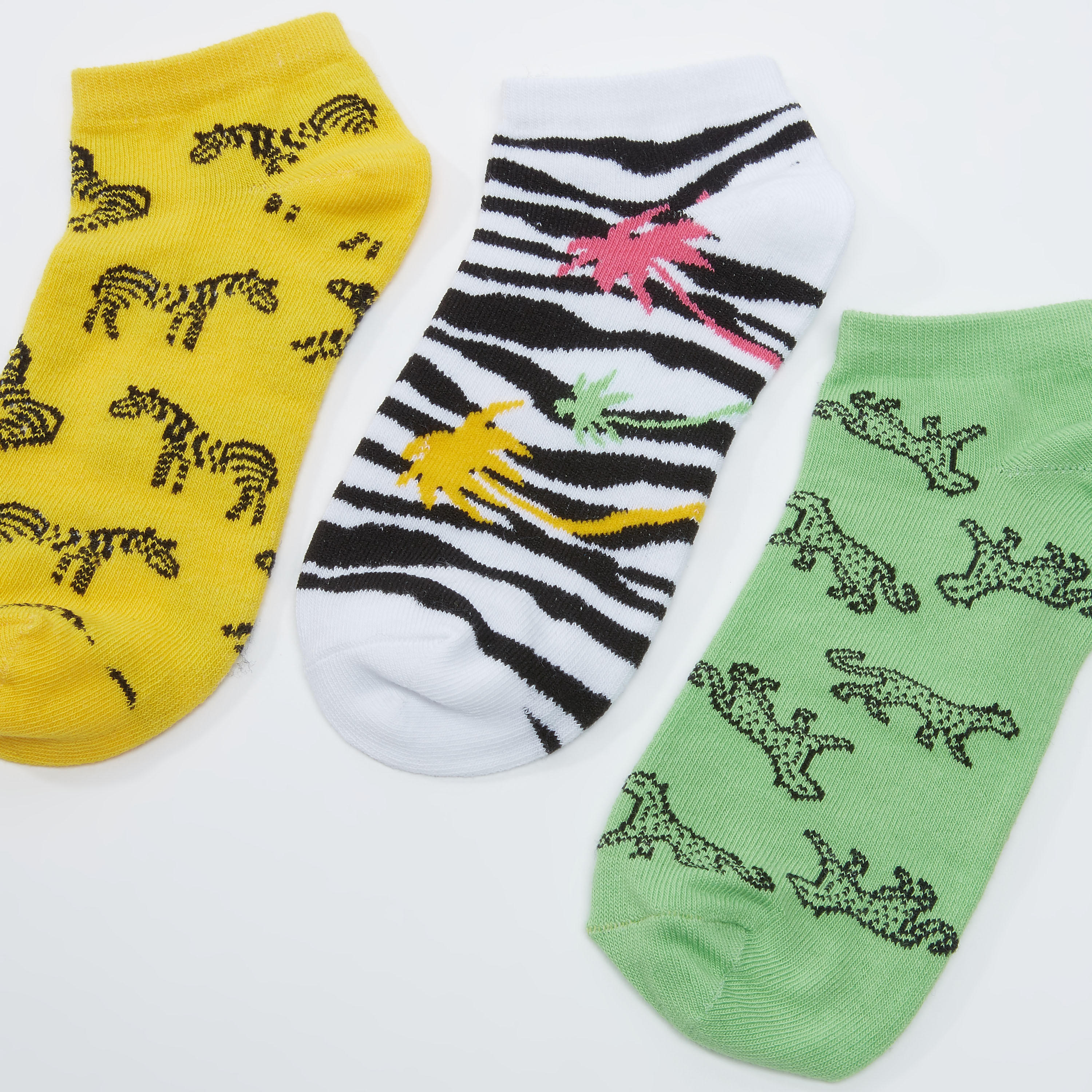 جوارب بطول الكاحل بطبعات حيوانات - طقم من 3 أزواج-women-socksandstockings-image-3