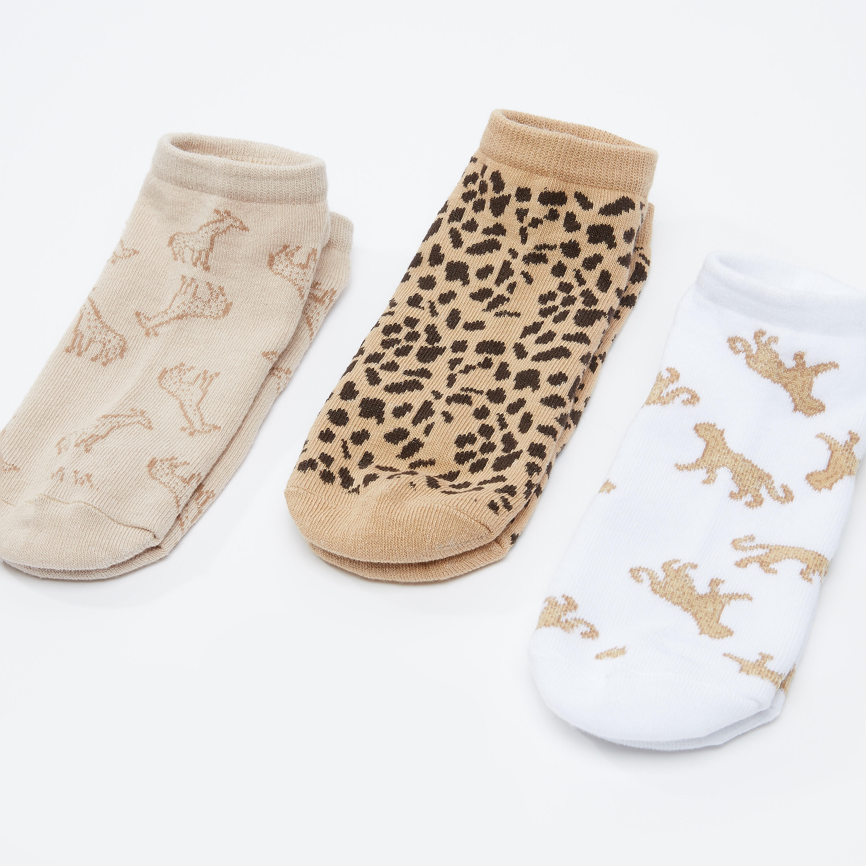 جوارب بطول الكاحل بطبعات - طقم من 3 أزواج-women-socksandstockings-image-1