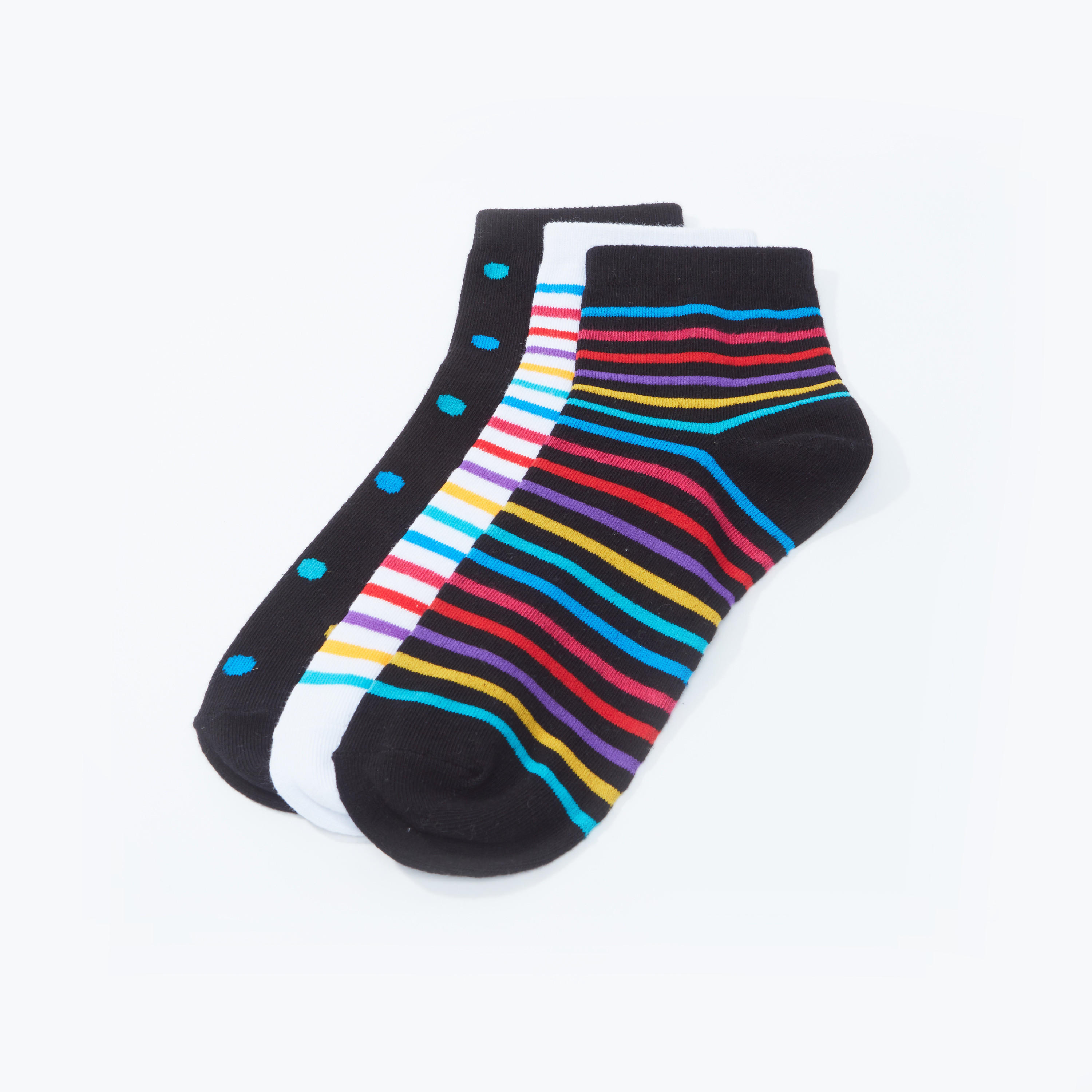 جوارب بطول الكاحل بطبعات - طقم من 3 أزواج-women-socksandstockings-image-2