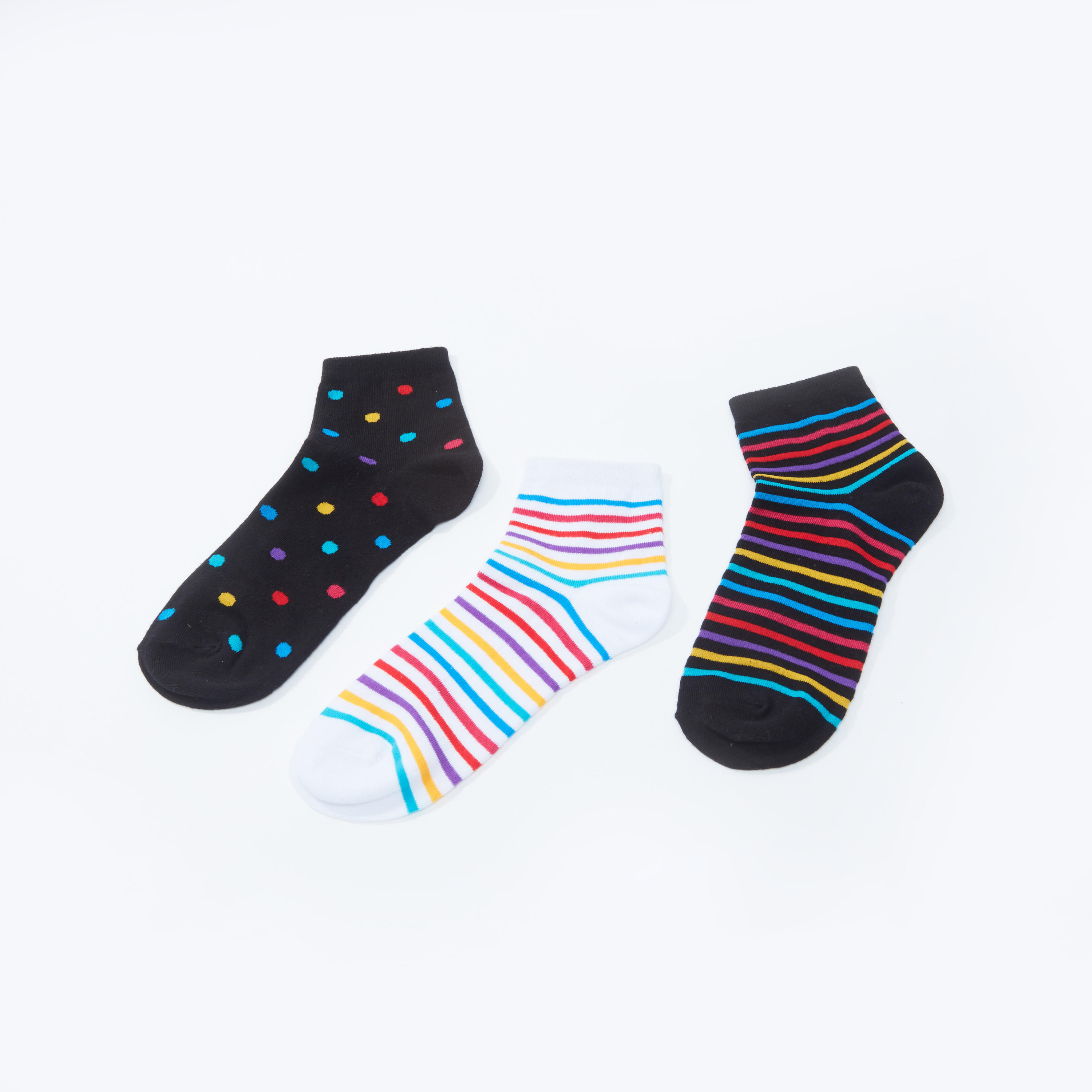 جوارب بطول الكاحل بطبعات - طقم من 3 أزواج-women-socksandstockings-image-3