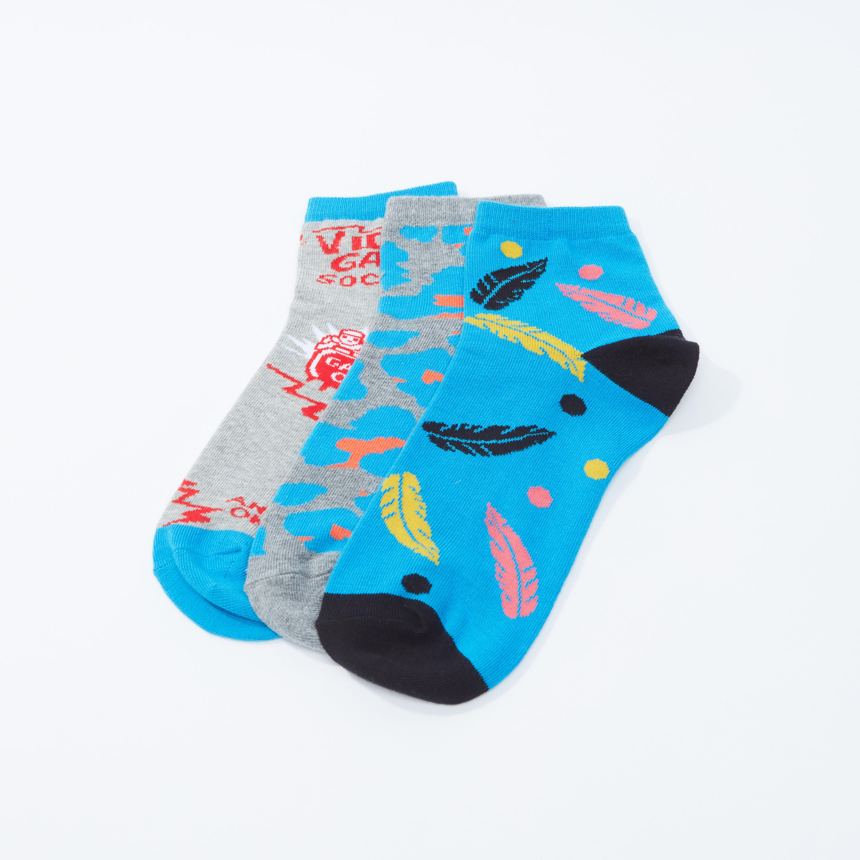 جوارب بطول الكاحل بطبعات - طقم من 3 أزواج-women-socksandstockings-image-1