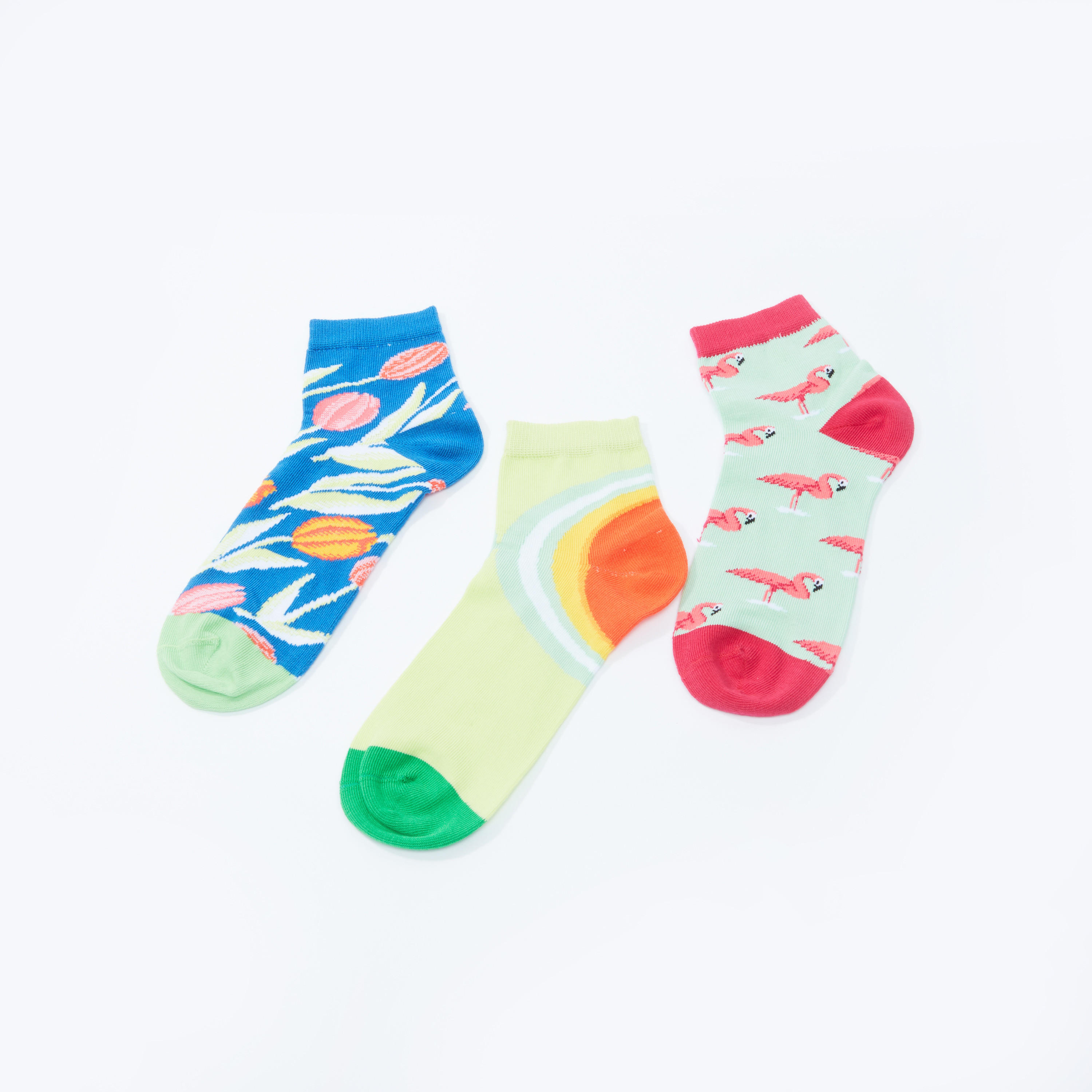 جوارب قطنية بطول الكاحل بطبعات - طقم من 3 أزواج-women-socksandstockings-image-3