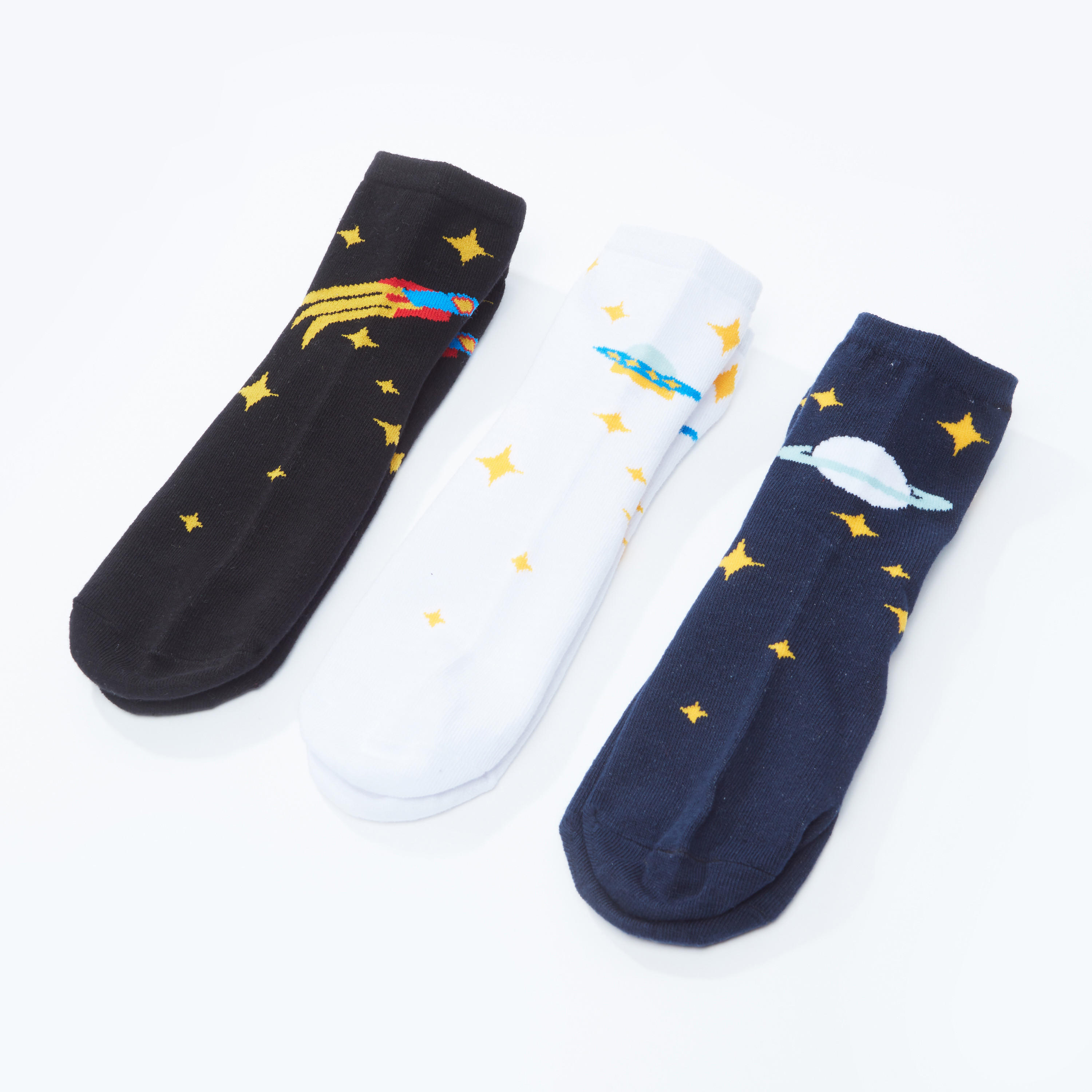 جوارب بطول الكاحل بطبعات - طقم من 3 أزواج-women-socksandstockings-image-1