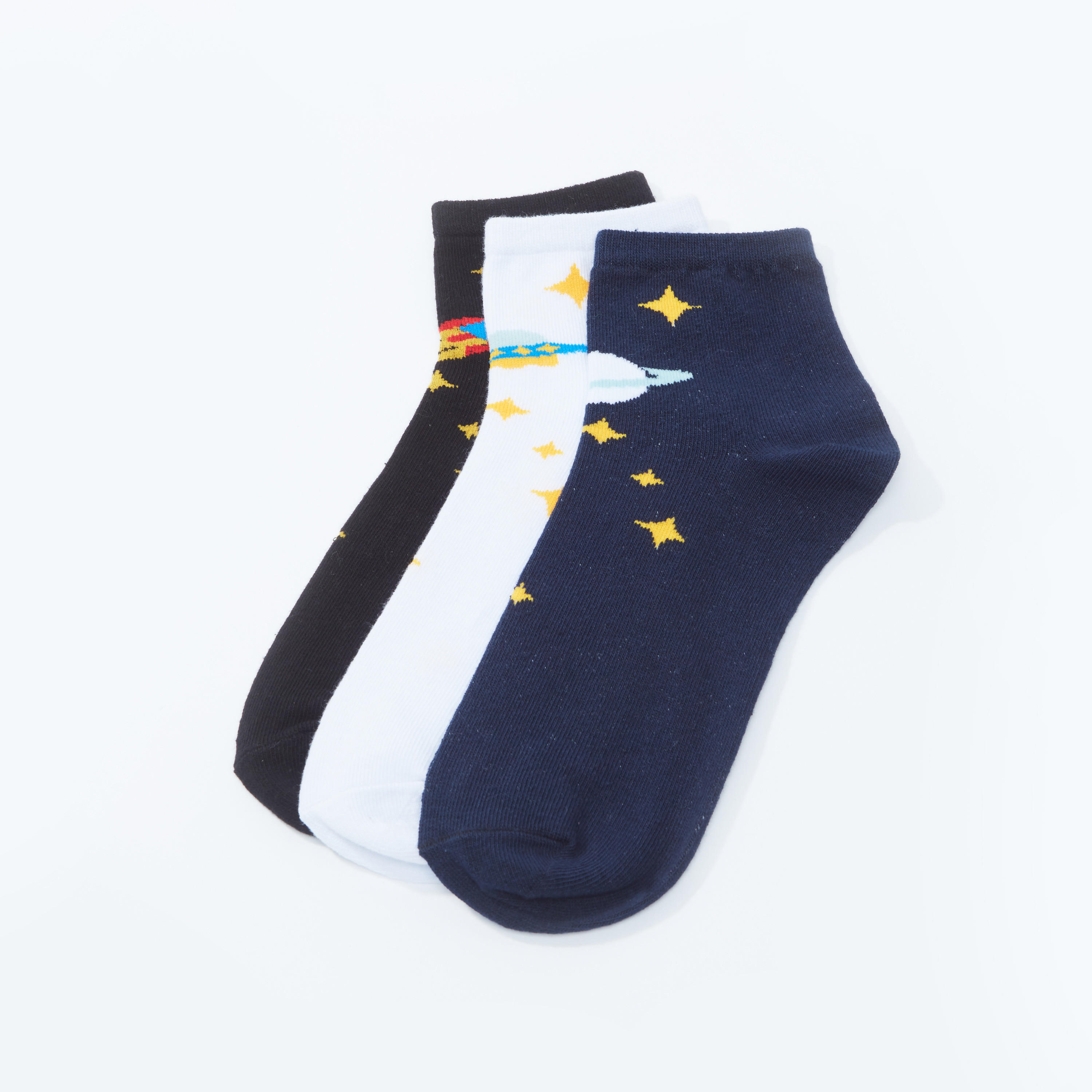 جوارب بطول الكاحل بطبعات - طقم من 3 أزواج-women-socksandstockings-image-2