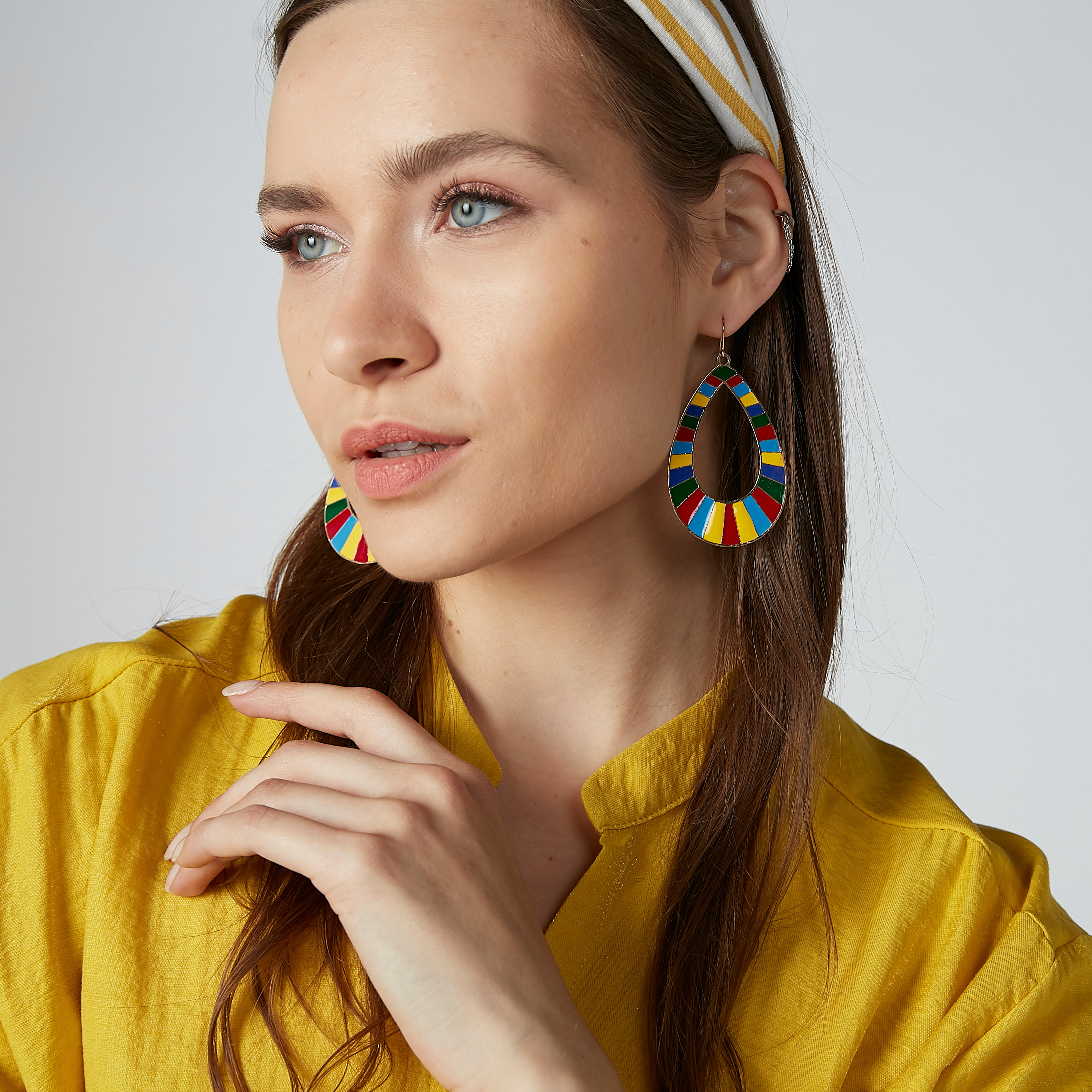 Tear Drop Shaped Dangling Earrings with Fish Hook-women-watchesandjewellery-jewellery-earrings-image-2