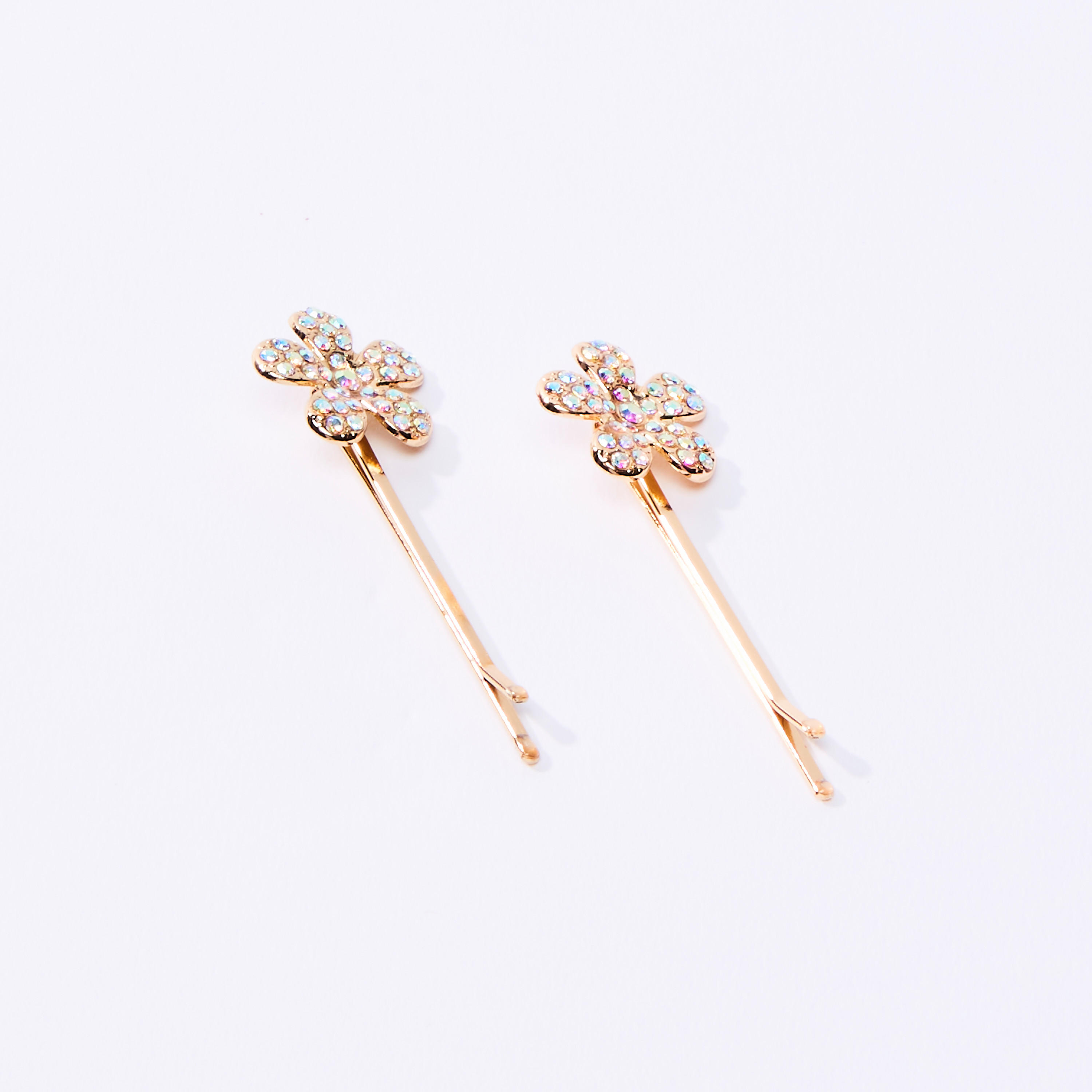 دبوس شعر مرصّع بتزيينات زهرية - طقم من قطعتين-women-hairaccessories-image-1