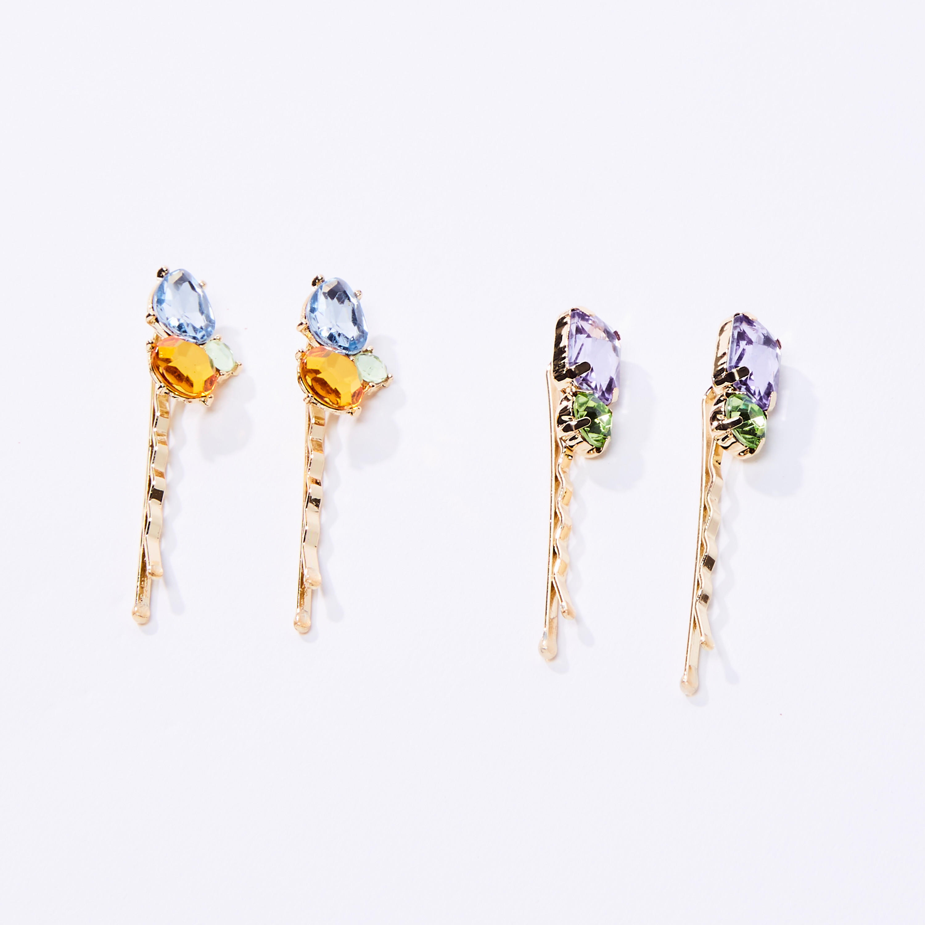دبابيس شعر مرصّعة بتزيينات - طقم من 4 قطع-women-hairaccessories-image-1