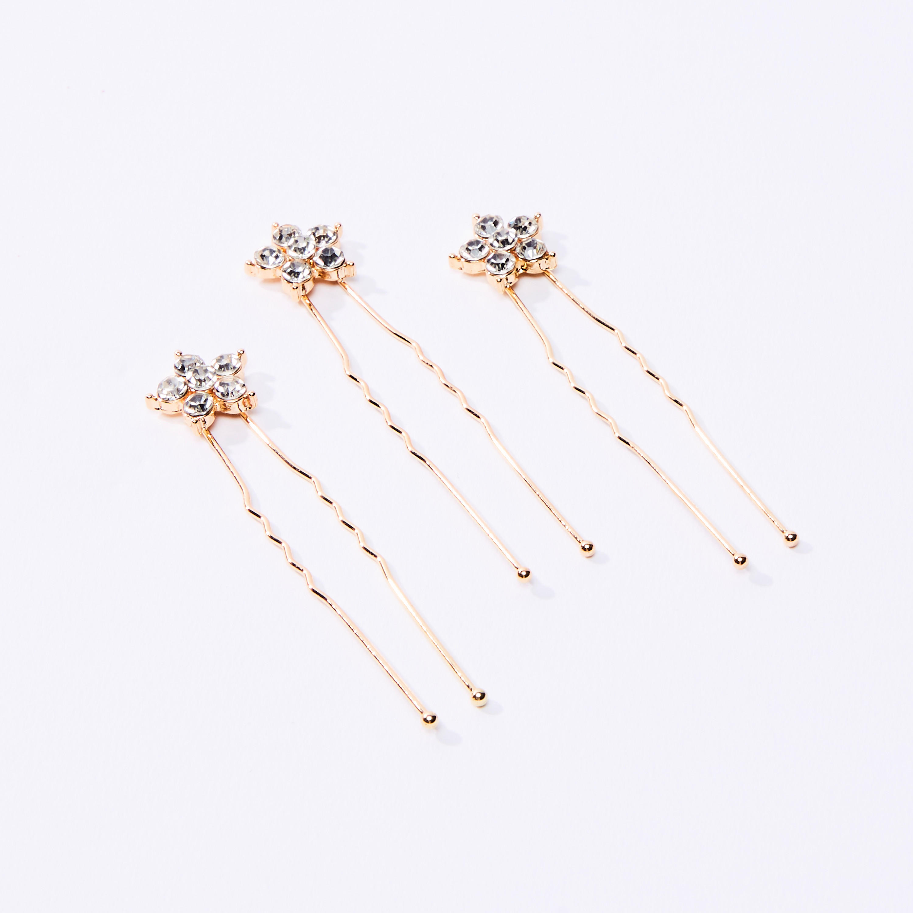 Set of 3 - Studded Applique Detail Hairpins-women-hairaccessories-image-1