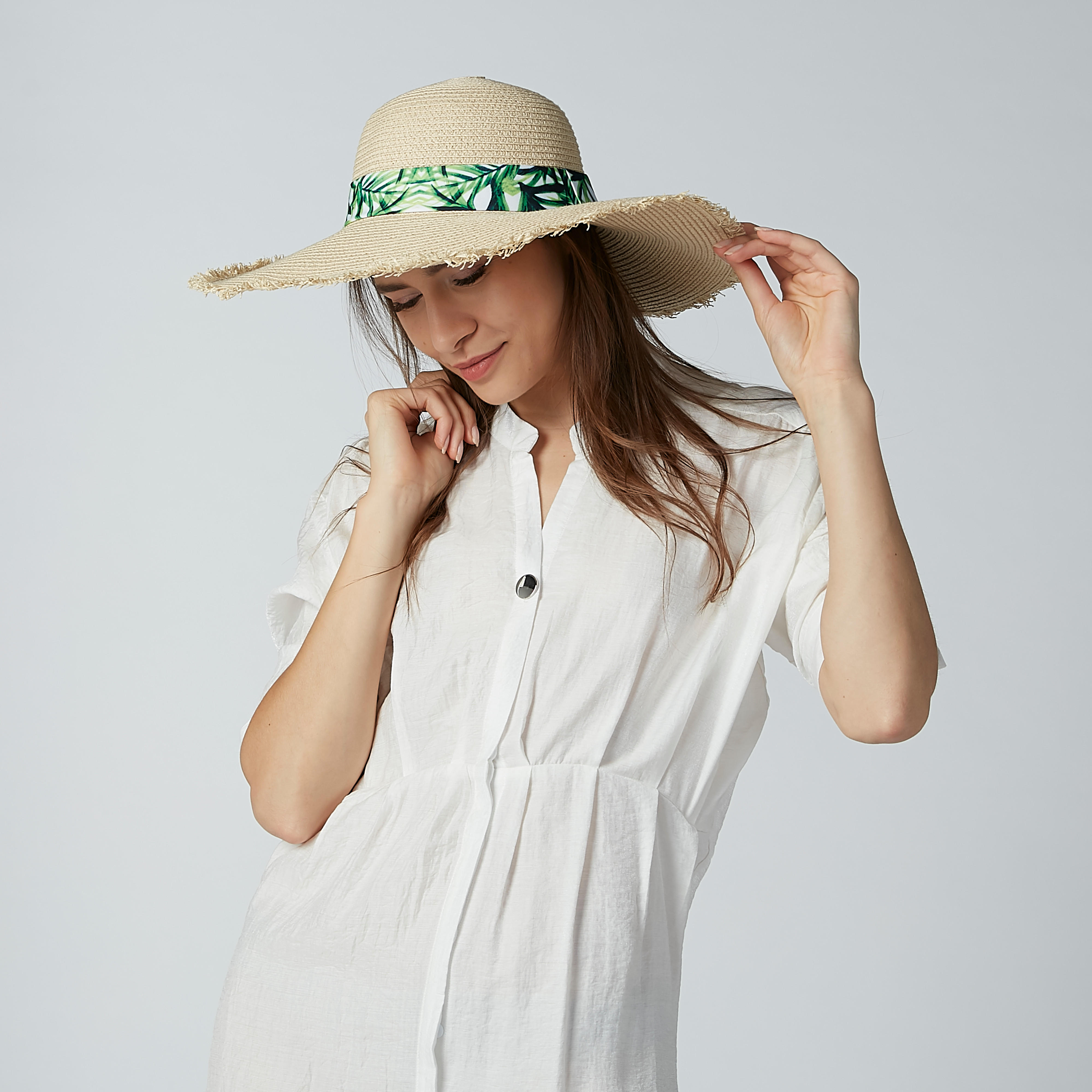 Textured Hat with Printed Strap-women-clothingaccessories-capsandhats-image-2
