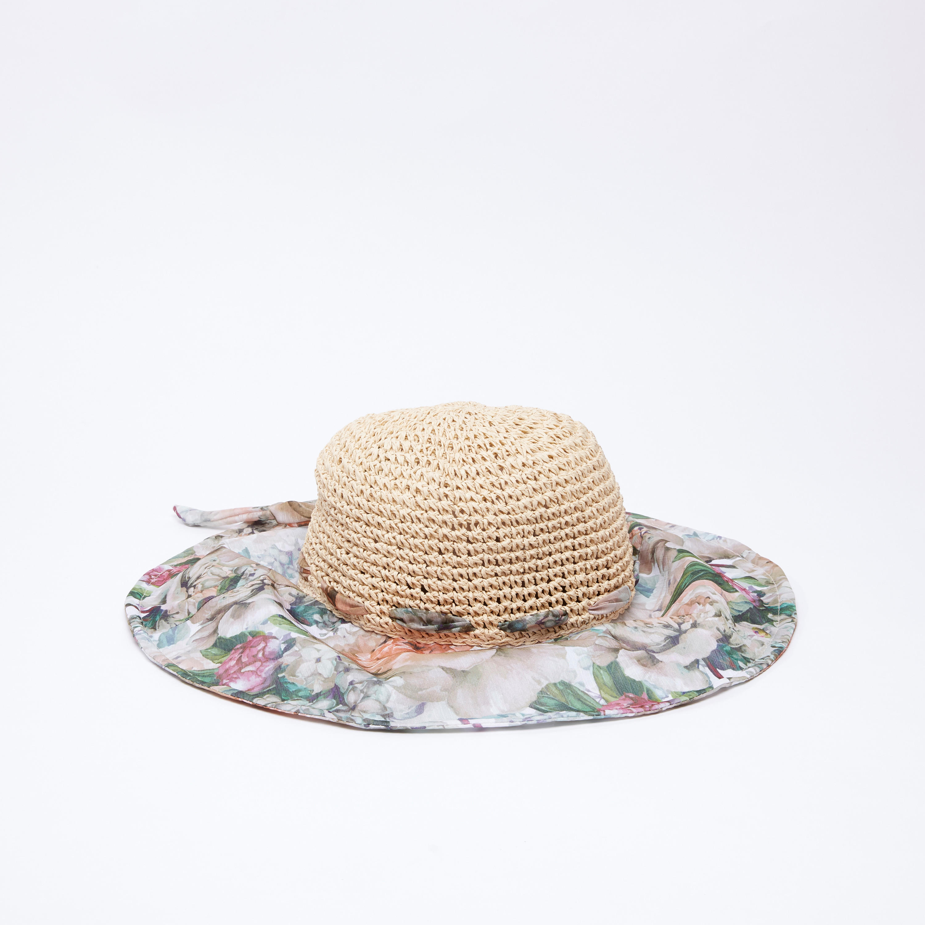 قبعة مزينة بعقدة وطبعات زهرية-women-clothingaccessories-capsandhats-image-2