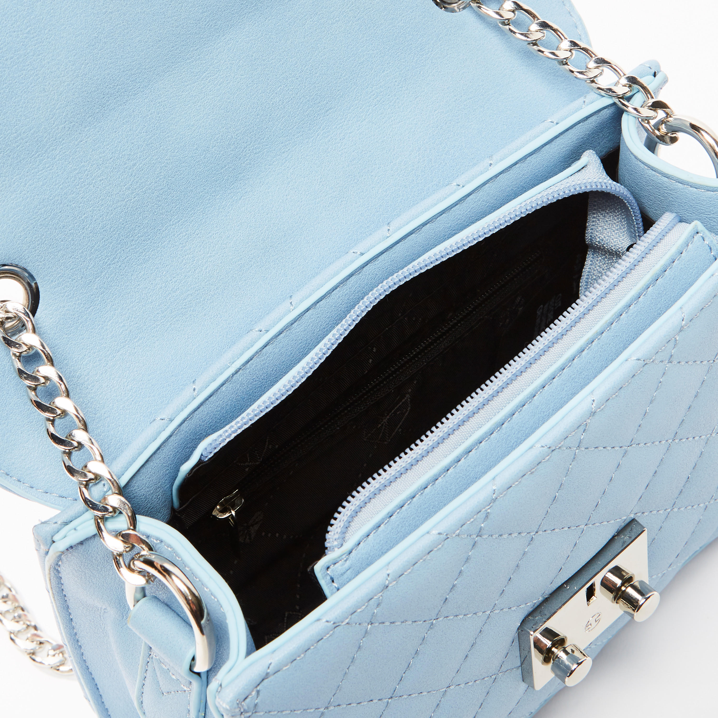 Quilted Satchel Bag with Metallic Chain-women-bagsandwallets-handbags-image-4