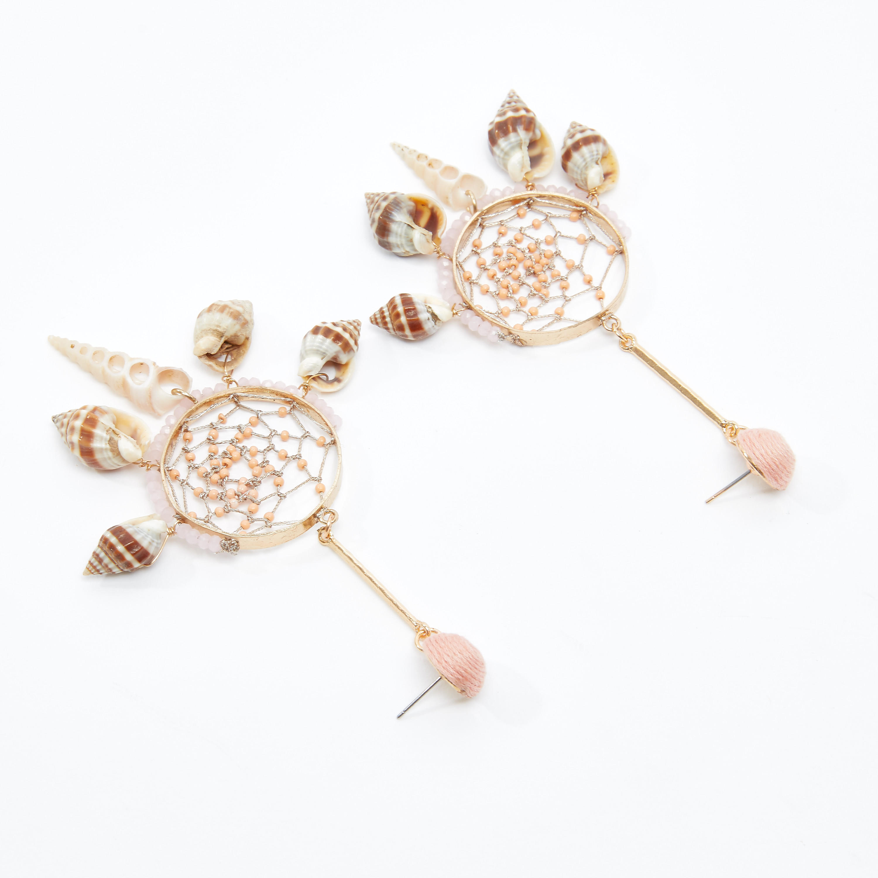 أقراط ميتاليك بدلّاية خرز ومكبس إغلاق-women-watchesandjewellery-jewellery-earrings-image-4