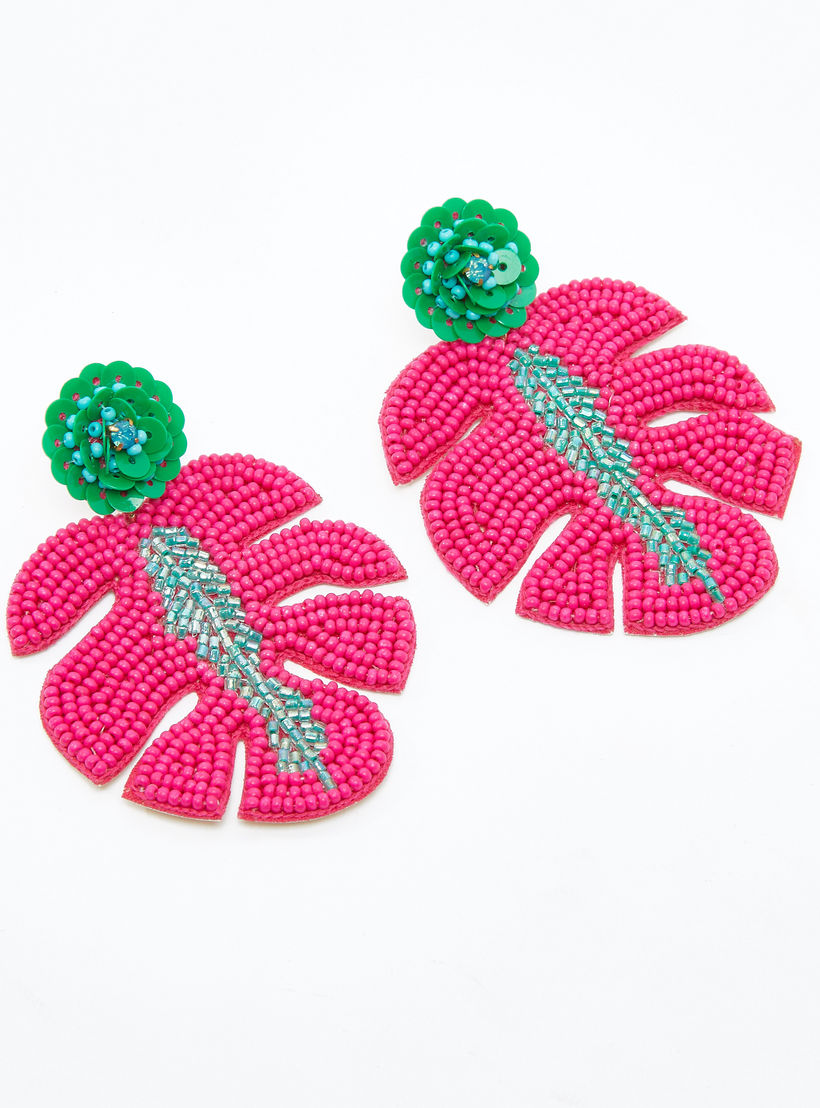 Beaded Dangling Earrings with Pushback Closure-women-watchesandjewellery-jewellery-earrings-image-1