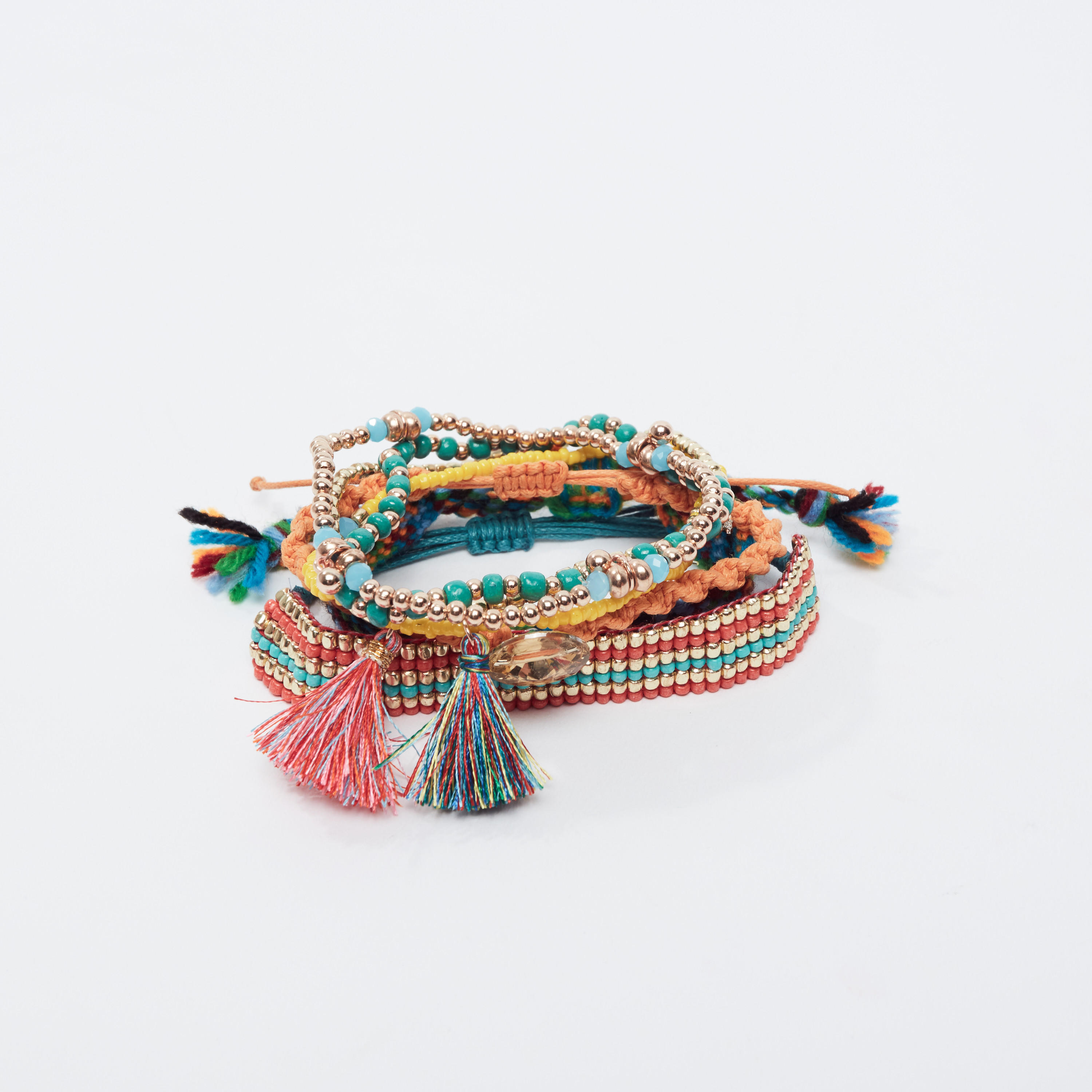 أساور خرز بشرّابات - طقم من 7 قطع-women-watchesandjewellery-jewellery-banglesandbracelets-image-1