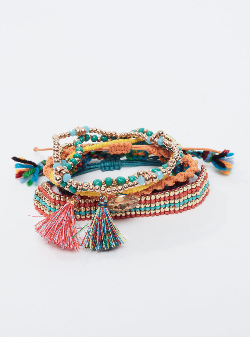 أساور خرز بشرّابات - طقم من 7 قطع-women-watchesandjewellery-jewellery-banglesandbracelets-image-1