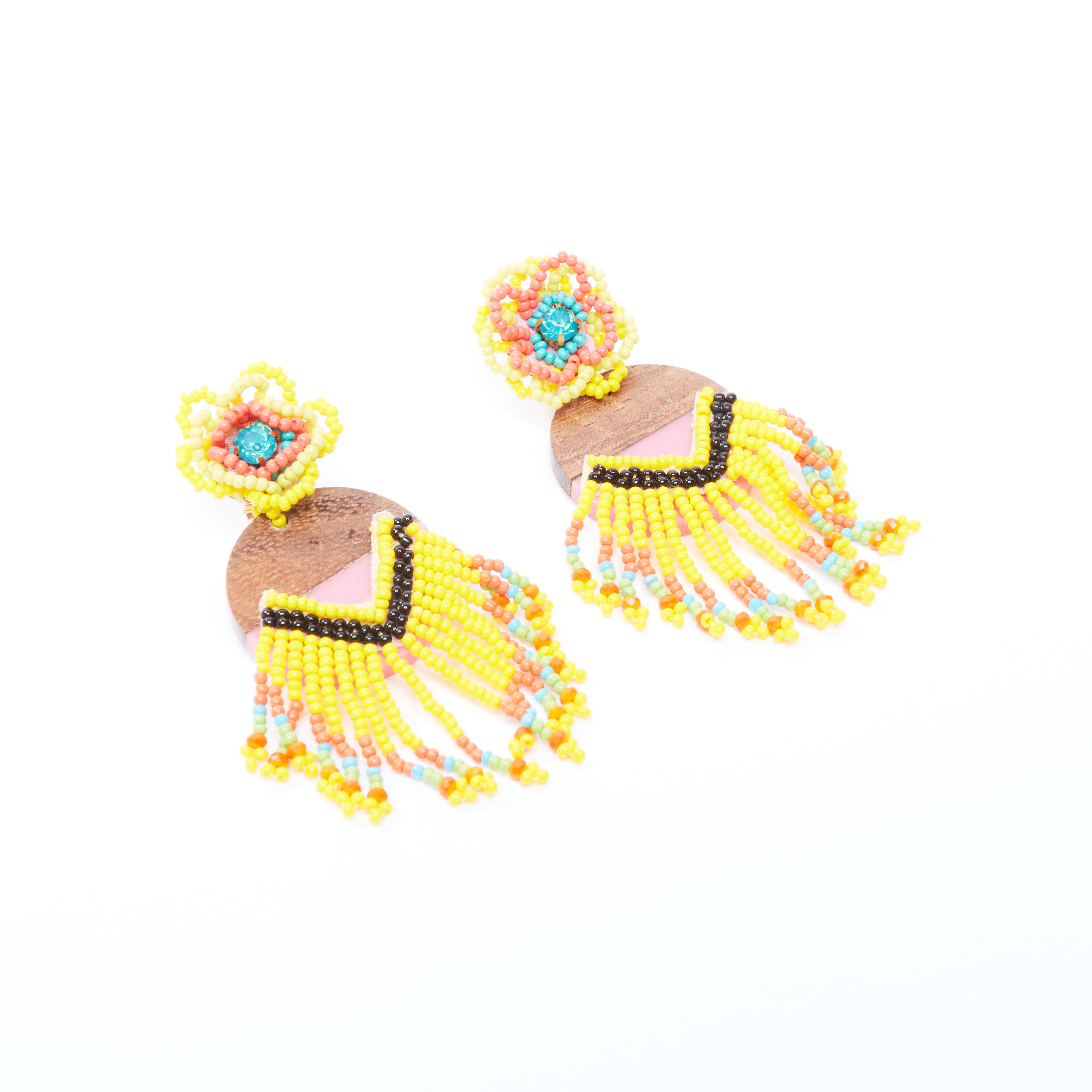 Beaded Dangling Earrings with Pushback Closure-women-watchesandjewellery-jewellery-earrings-image-1