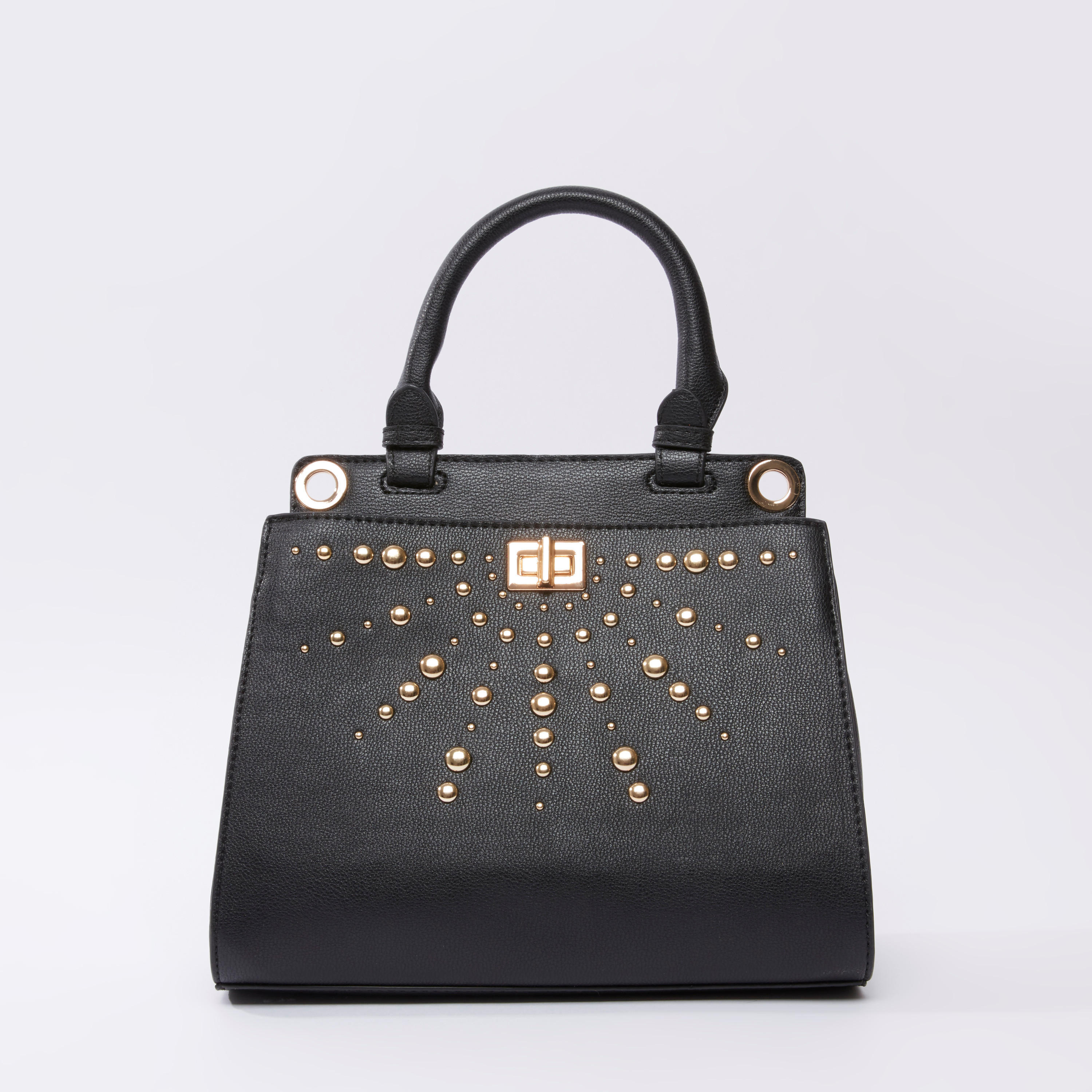حقيبة يد بارزة الملمس بحمالة قابلة للفصل وتفاصيل مرصّعة-women-bagsandwallets-handbags-image-1
