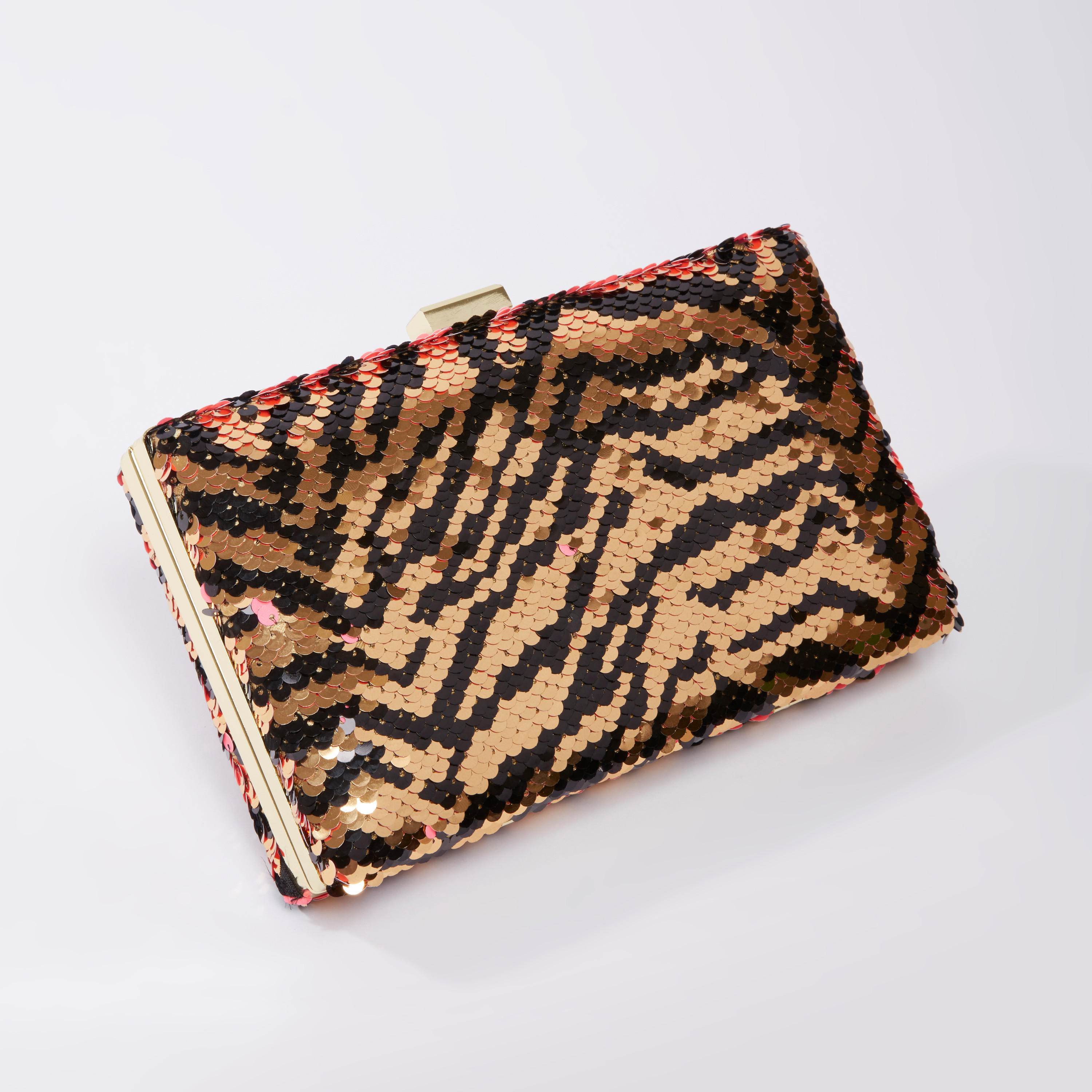 Textured Clutch with Sequins and Metallic Chain-women-bagsandwallets-handbags-image-1