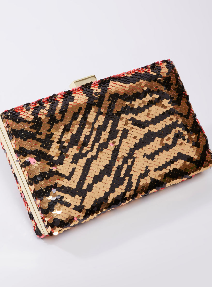 Textured Clutch with Sequins and Metallic Chain-women-bagsandwallets-handbags-image-1