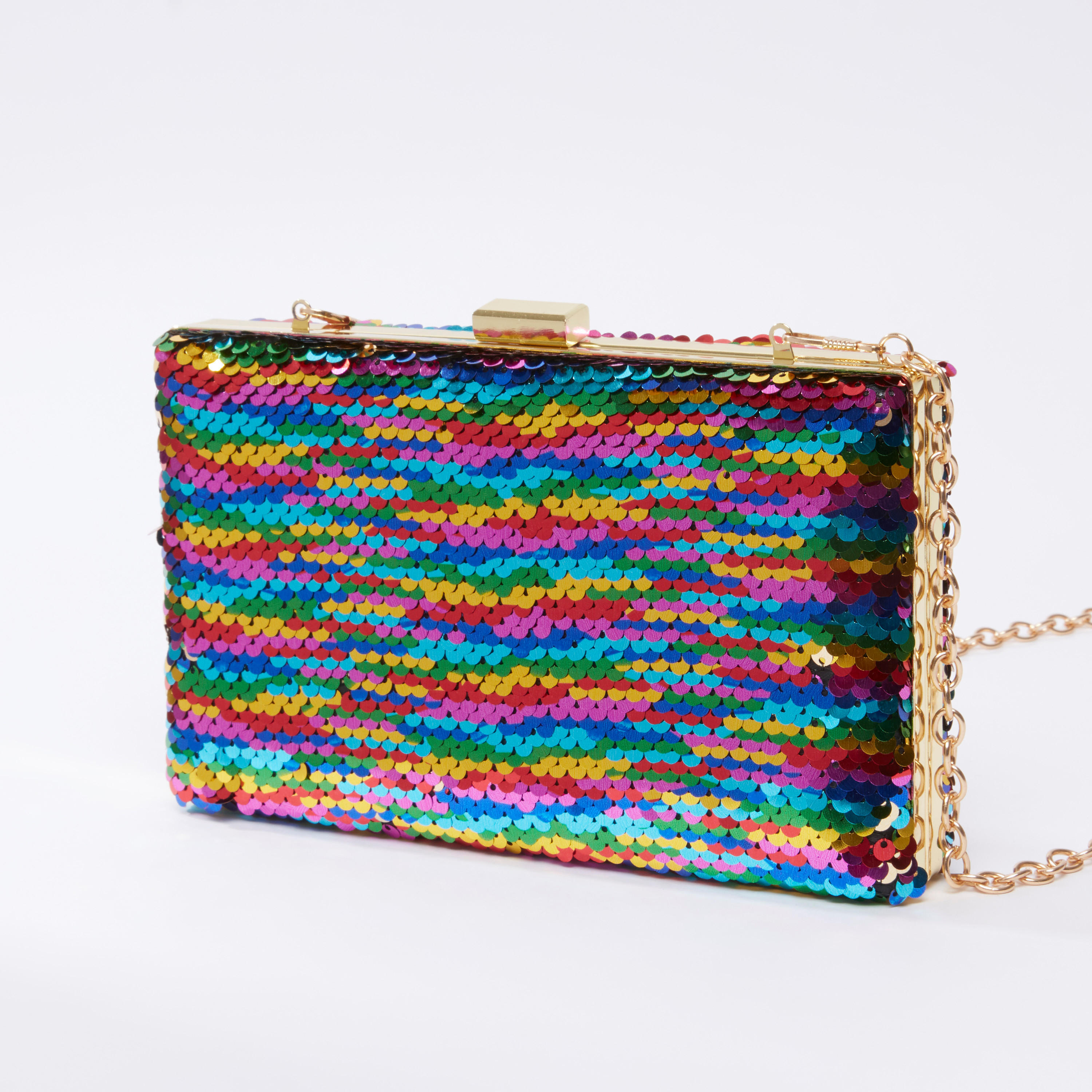 حقيبة كلاتش بسلسلة ميتاليك قابلة للفصل وتفاصيل ترتر-women-bagsandwallets-handbags-image-1