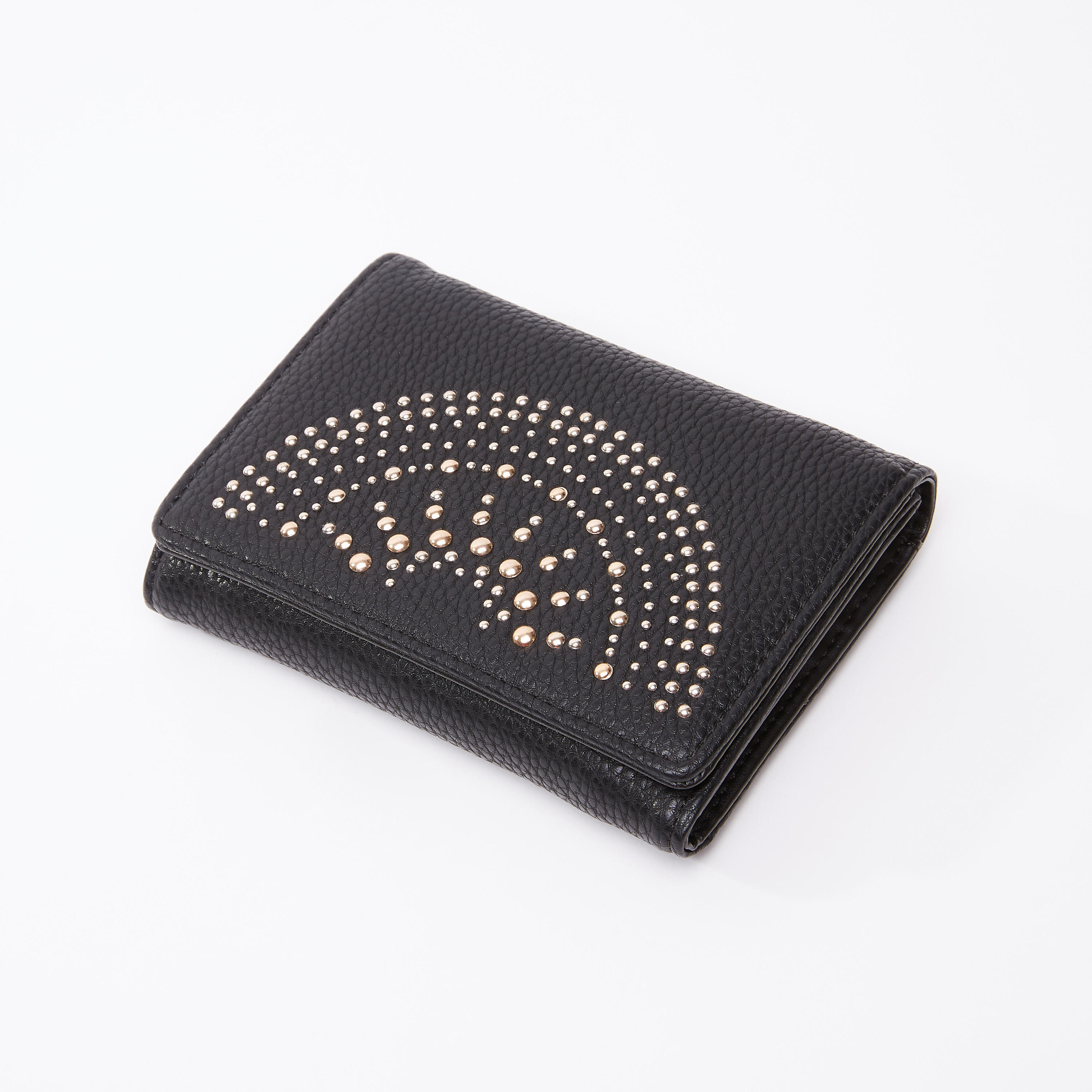 Textured Wallet with Magnetic Snap Closure and Embellishments-women-bagsandwallets-wallets-image-2