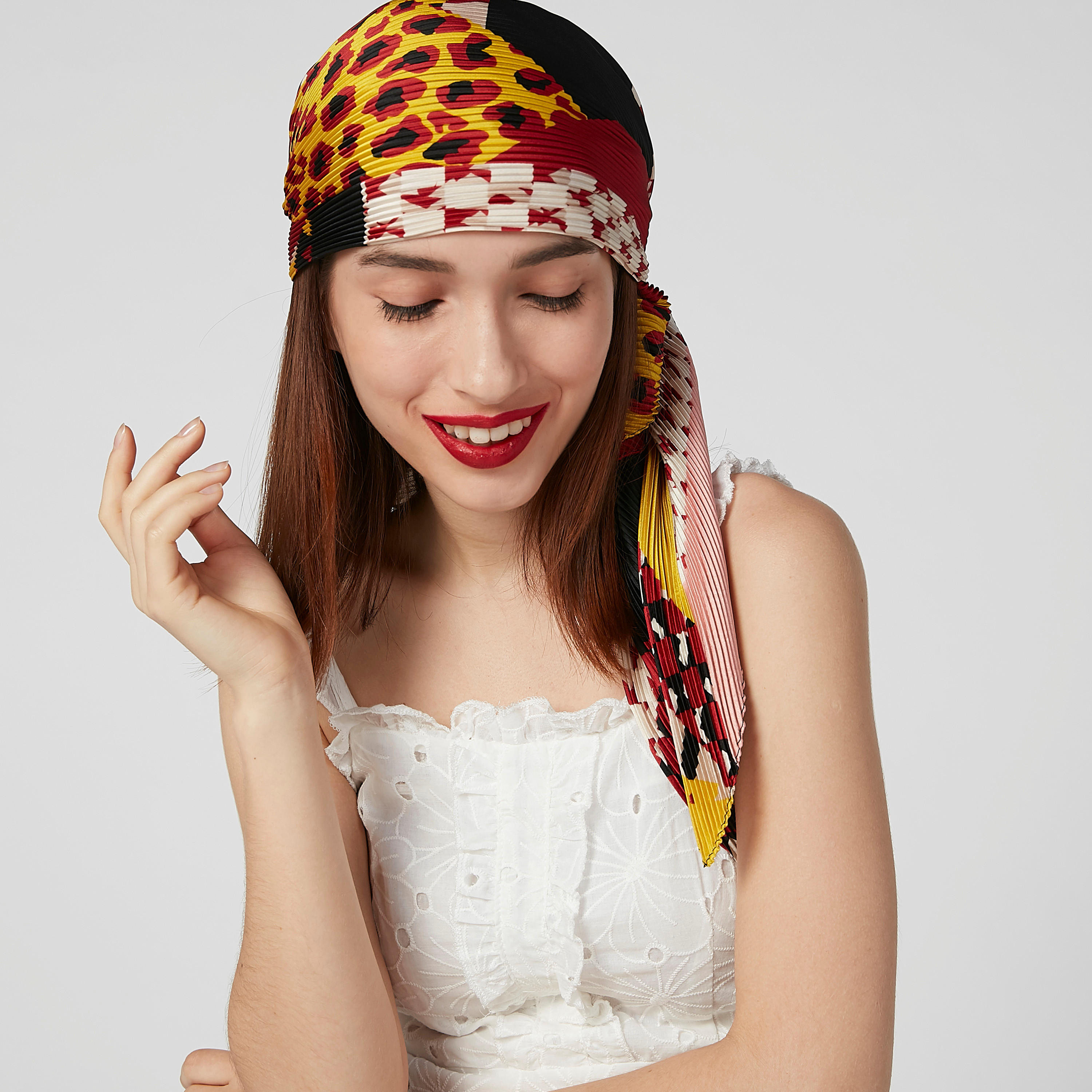 Printed Scarf with Pleat Detail-women-clothingaccessories-scarves-image-2