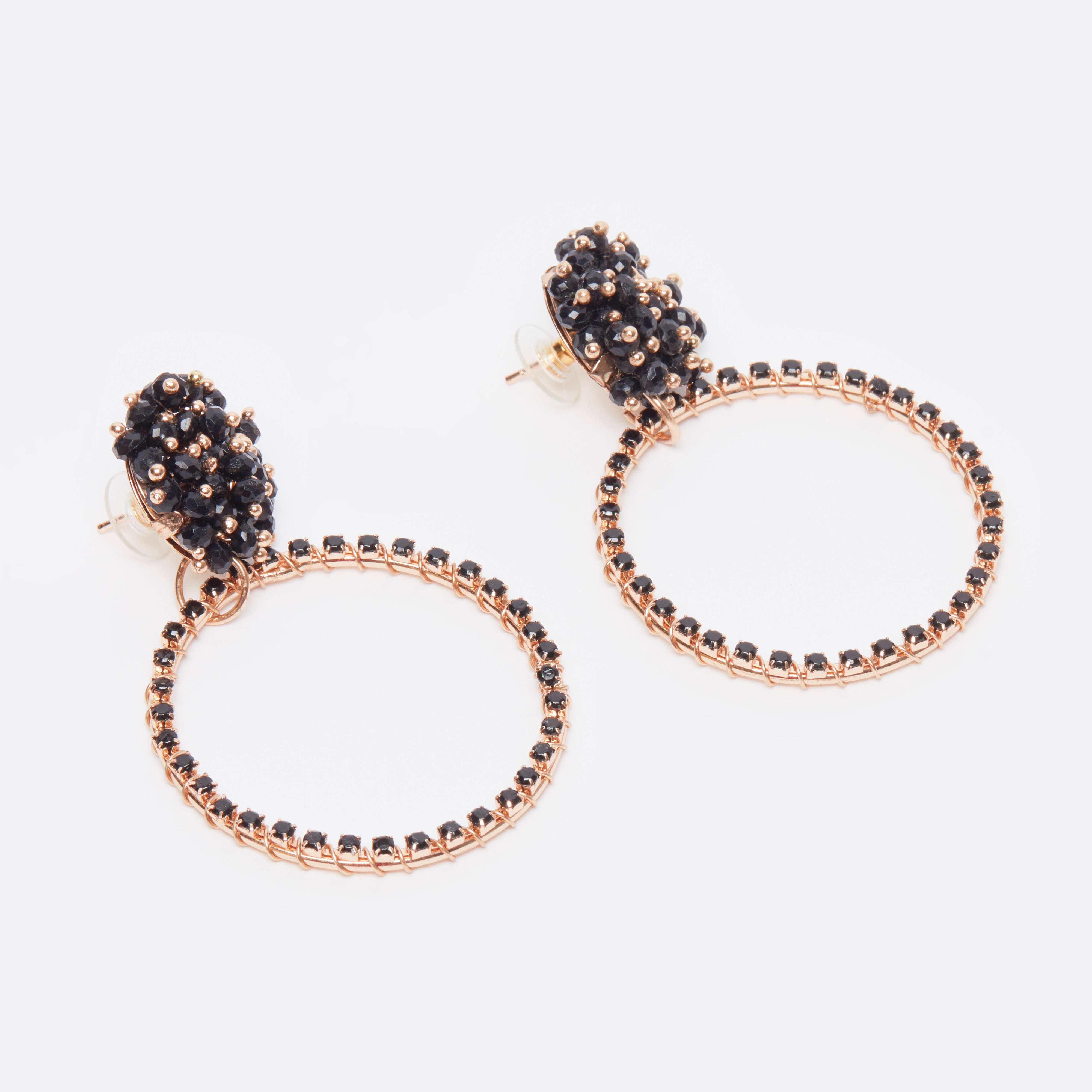 حلق بدلّاية خرز مستديرة ومكبس إغلاق-women-watchesandjewellery-jewellery-earrings-image-3