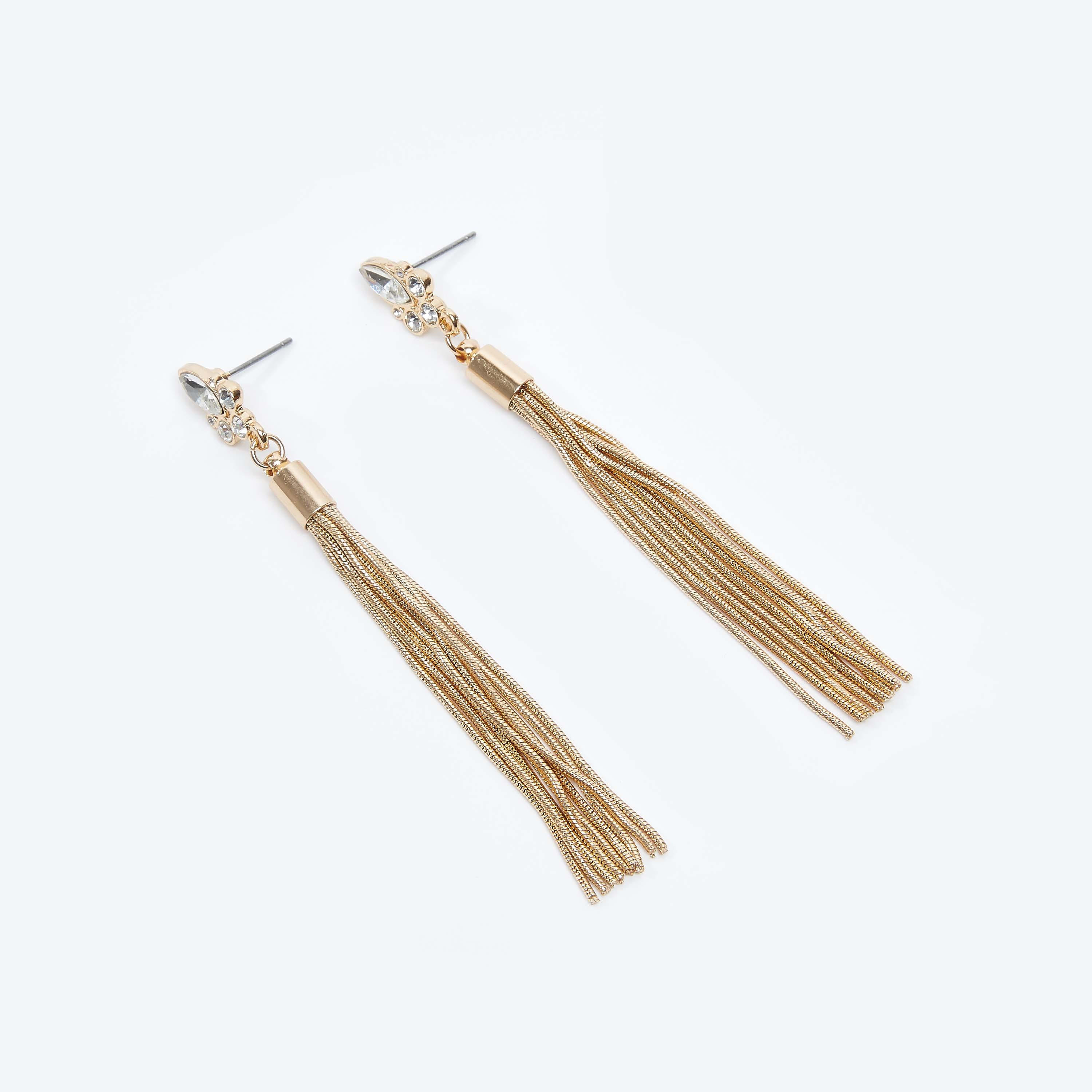 أقراط مرصّعة بدلّاية ومكبس إغلاق-women-watchesandjewellery-jewellery-earrings-image-3