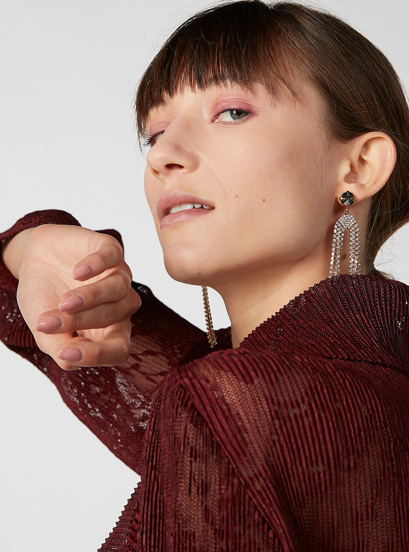 Embellished Dangling Earrings with Pushback Closure-women-watchesandjewellery-jewellery-earrings-image-2