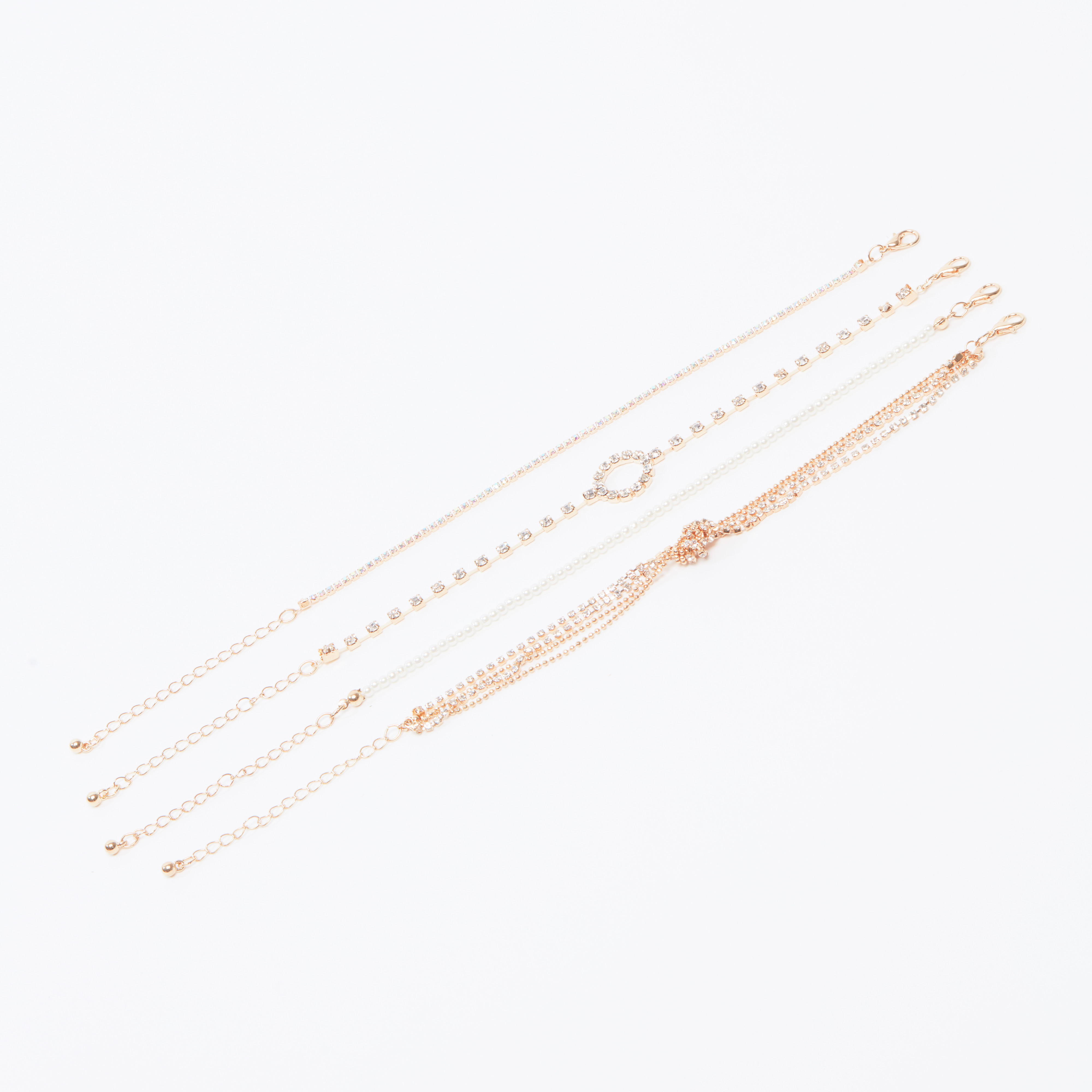 أساور مزينة بمشبك إغلاق - طقم من 4 قطع-women-watchesandjewellery-jewellery-banglesandbracelets-image-1
