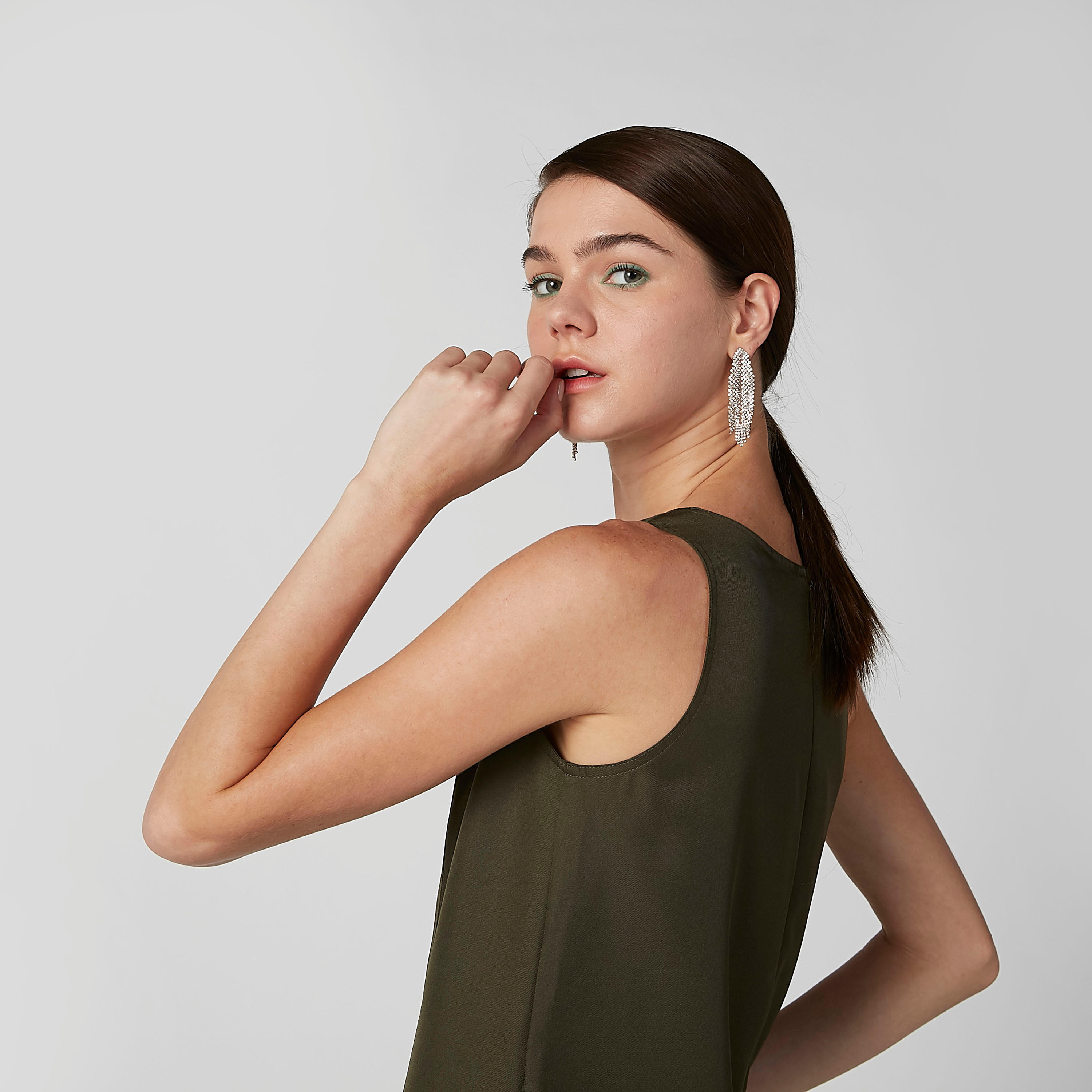 Studded Dangling Earrings with Pushback Closure-women-watchesandjewellery-jewellery-earrings-image-2