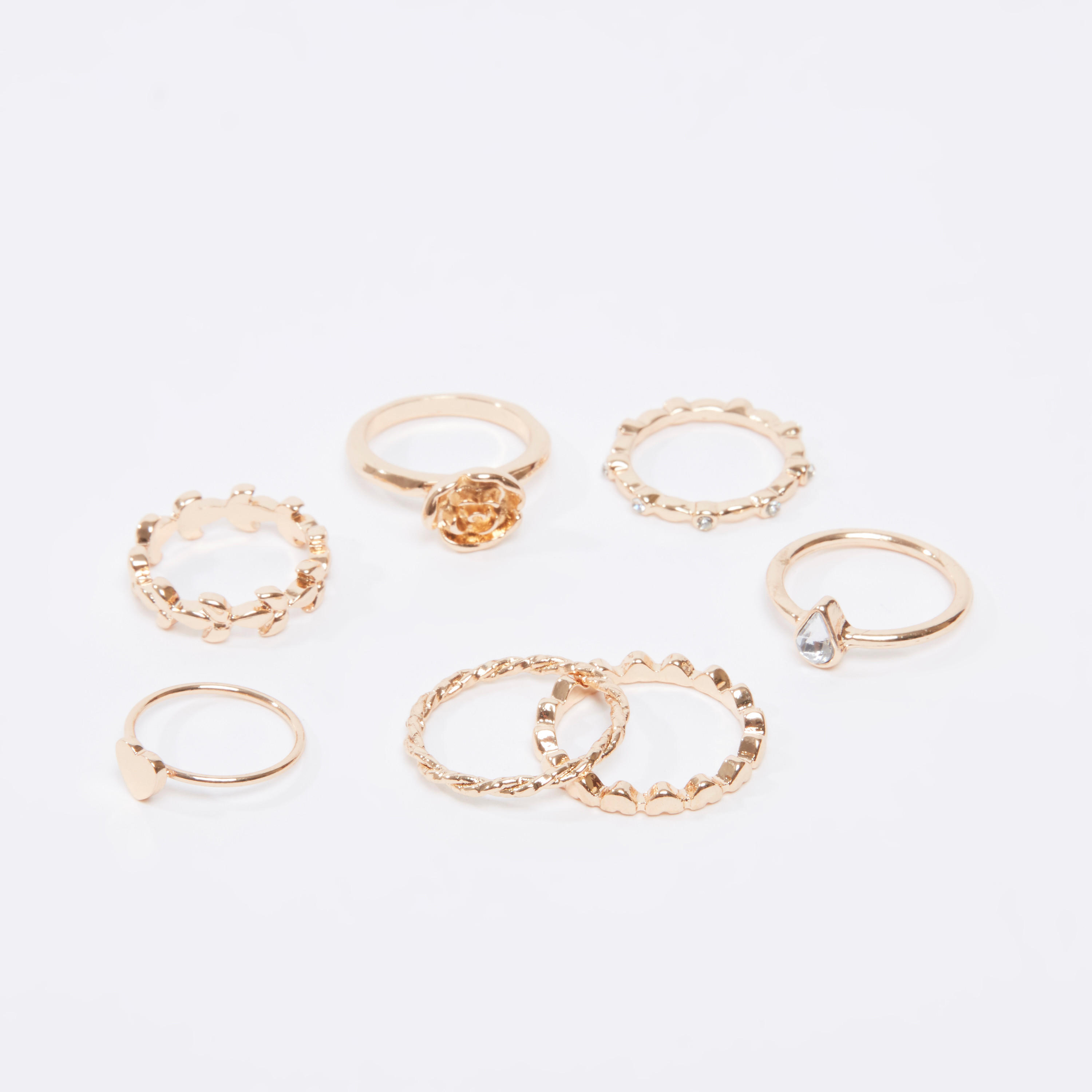 Set of 7 - Assorted Metallic Finger Rings-women-watchesandjewellery-jewellery-rings-image-1